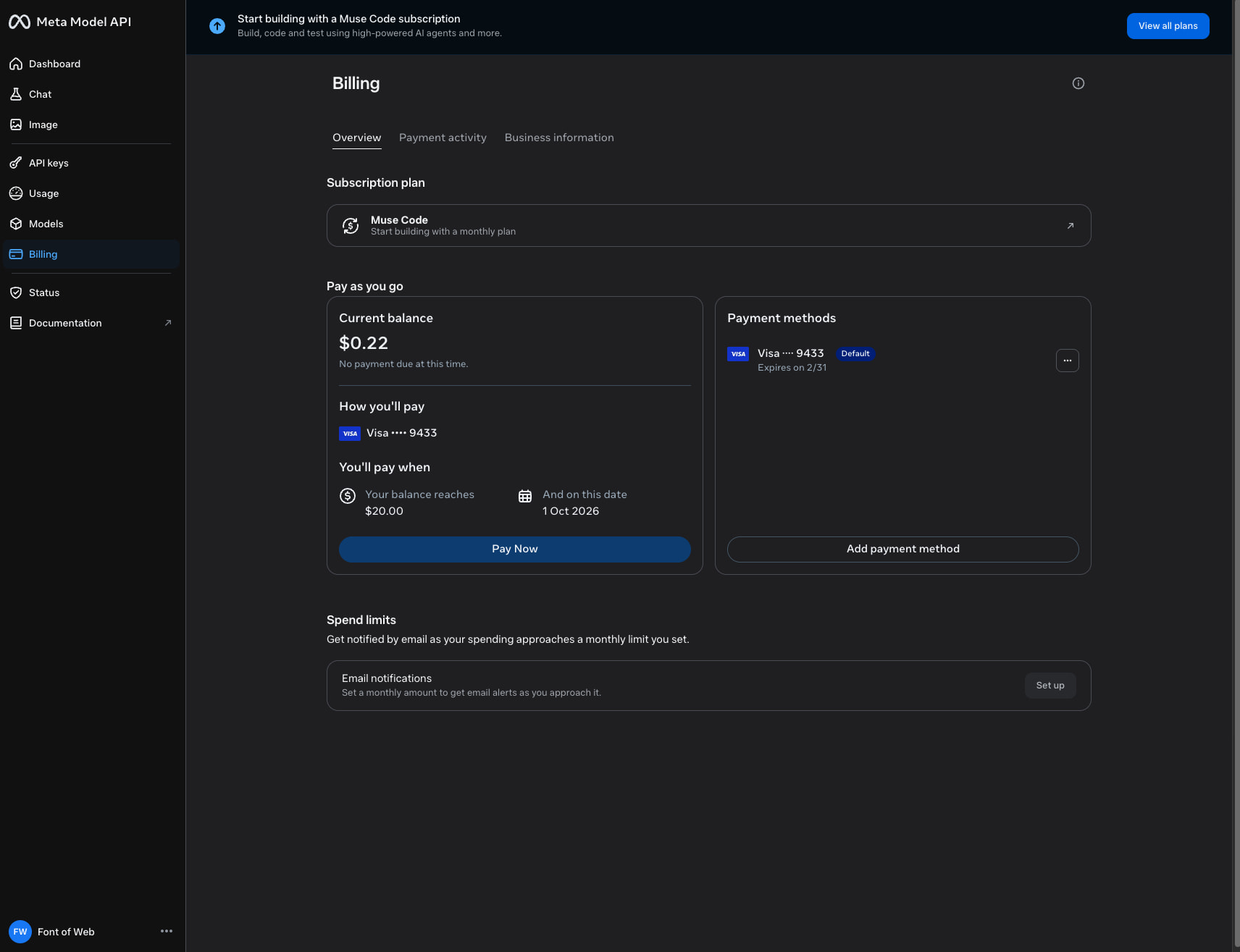 Model API captured website design