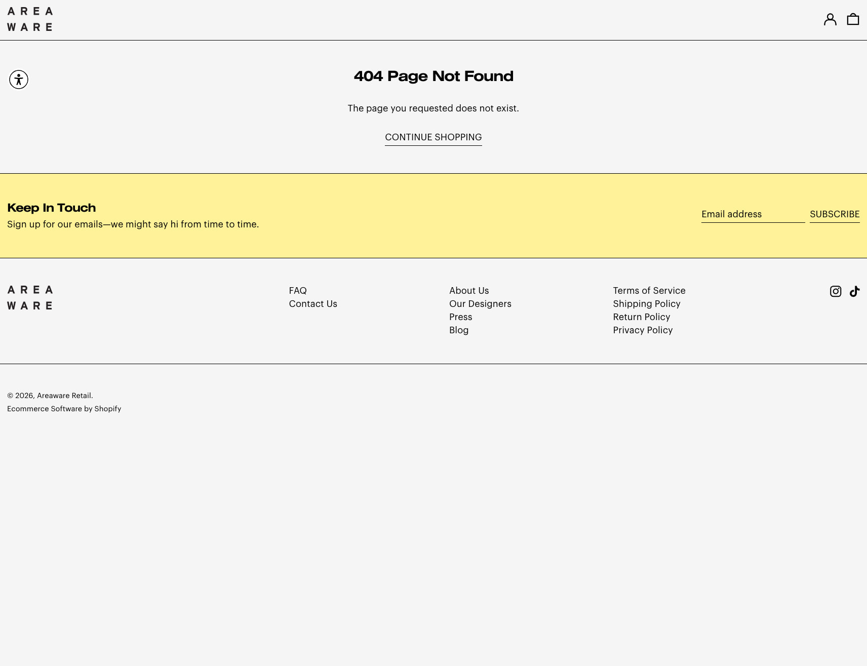 404 Not Found – Areaware Retail captured website design
