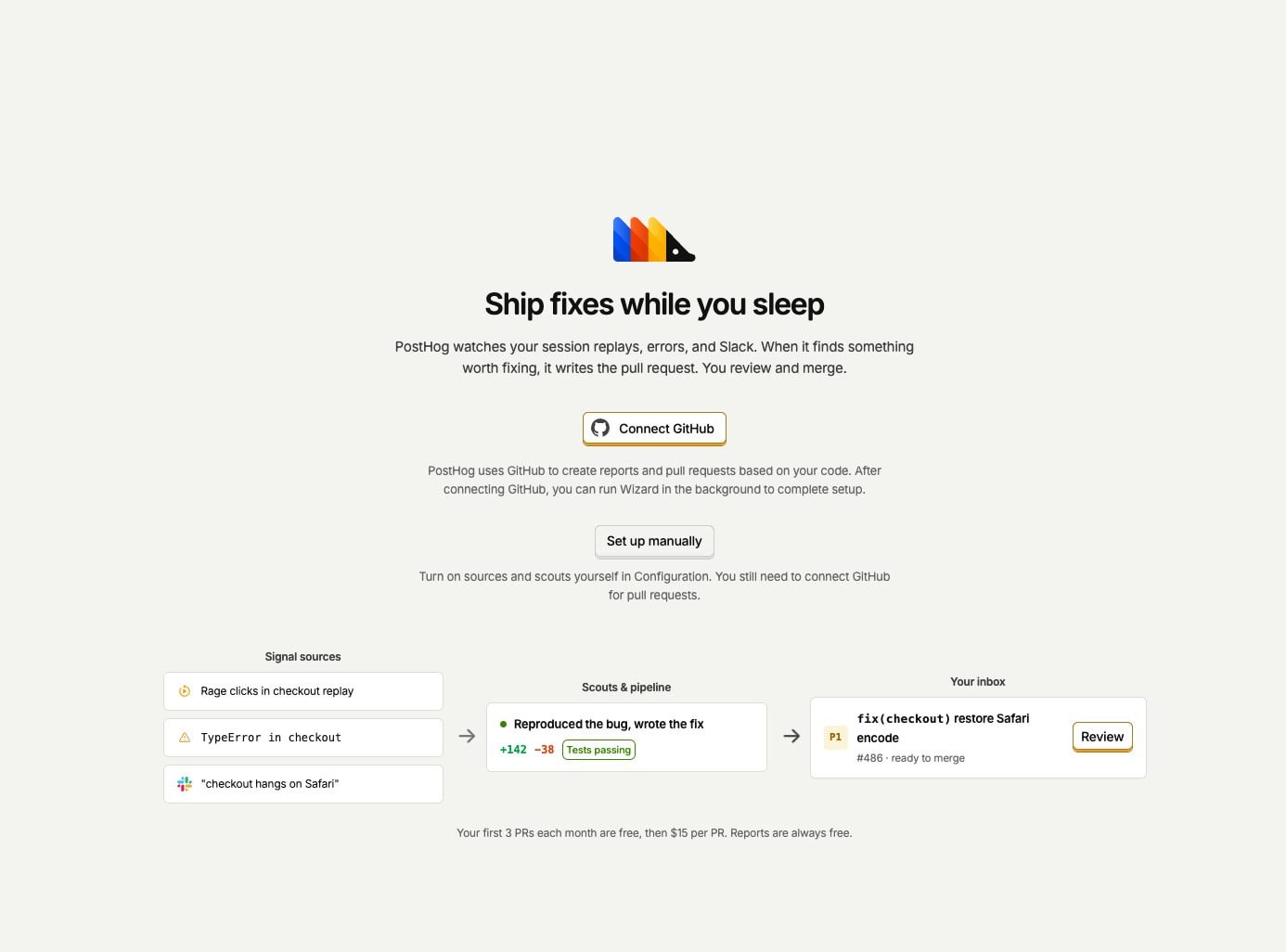 Self-driving inbox • PostHog captured website design