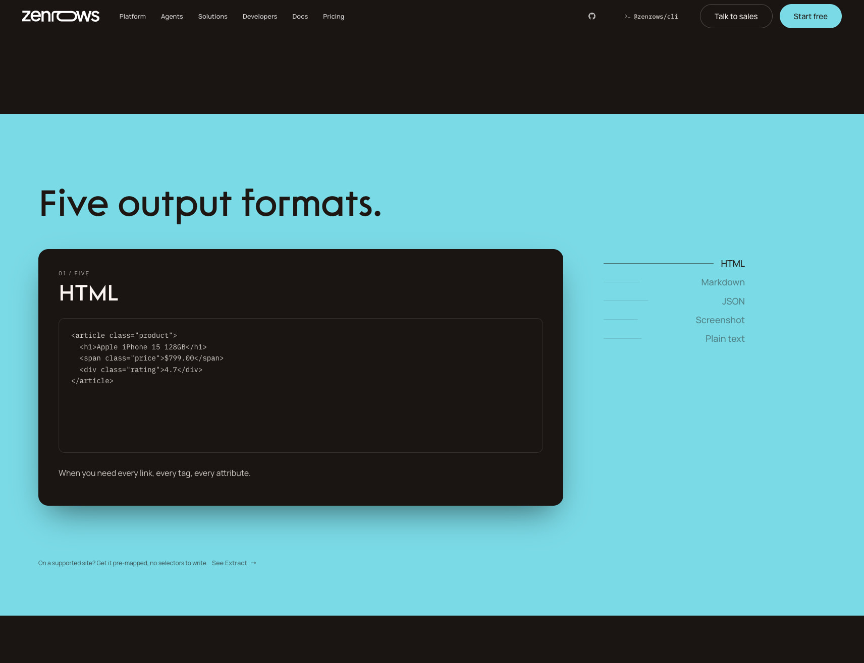 Fetch · Zenrows. One API call per URL, every site captured website design