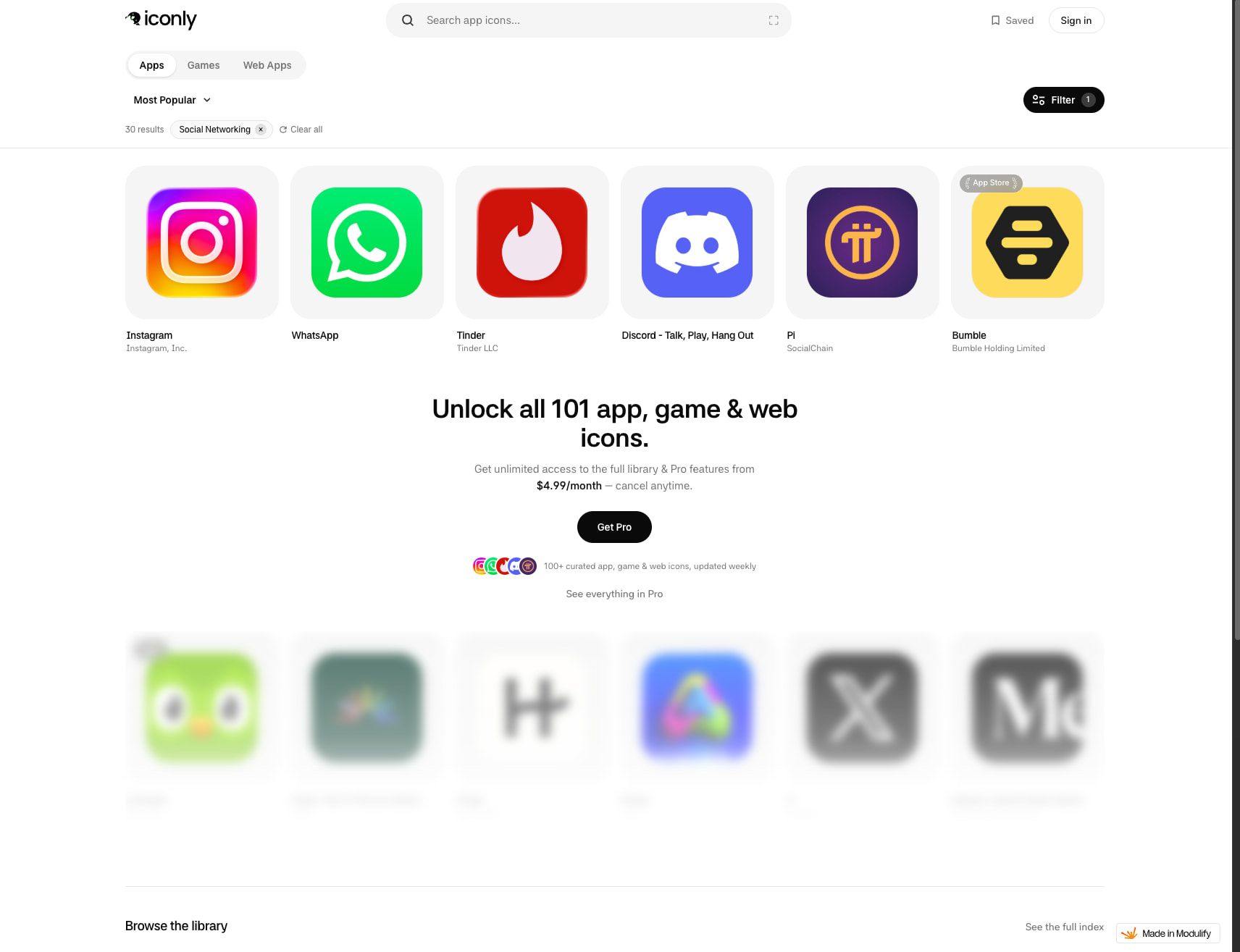 Browse app, game & web icons | Iconly captured website design
