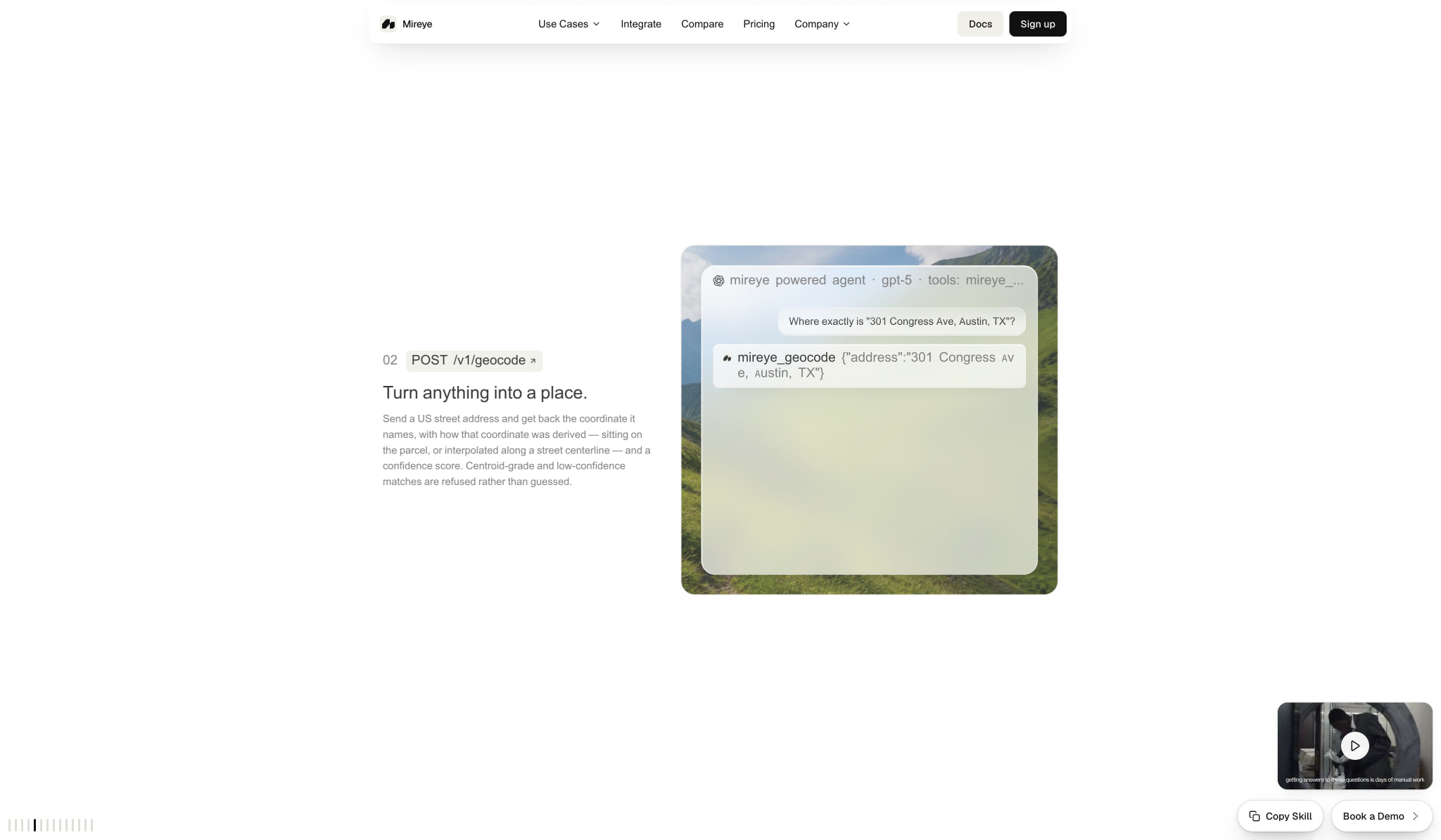 Mireye | Infrastructure for Physical World AI Agents captured website design