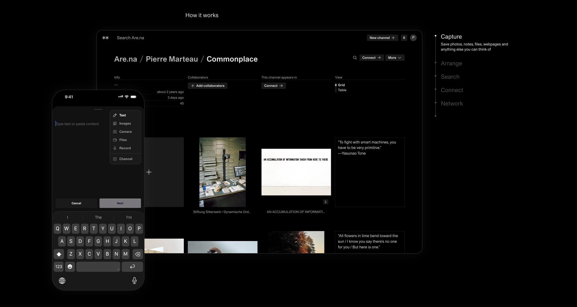 Are.na captured website design
