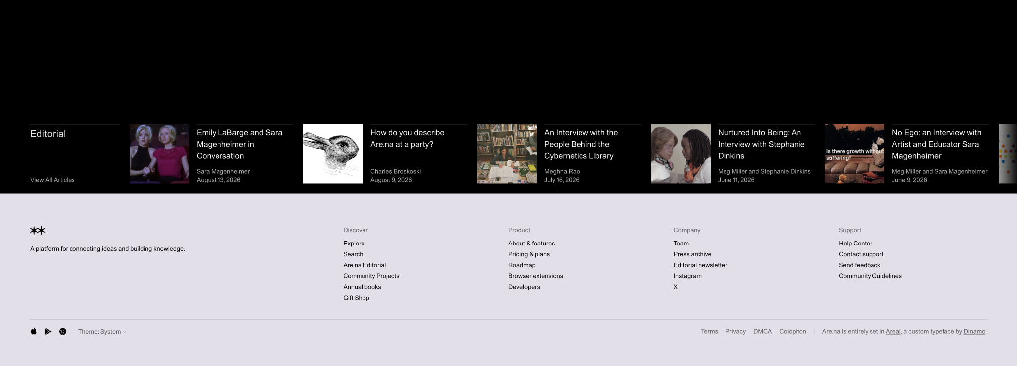 Are.na captured website design