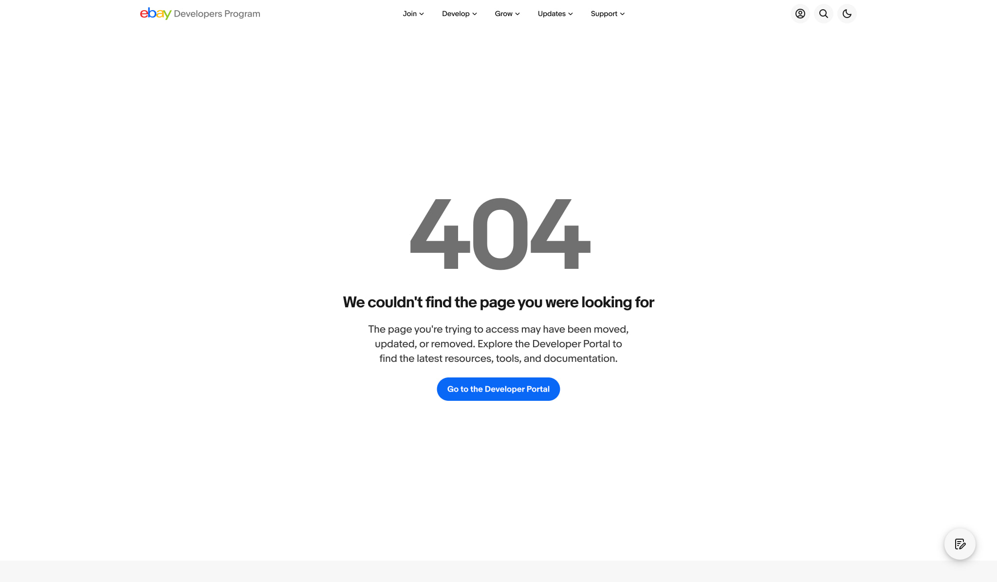 Page Not Found | eBay Developers Program captured website design