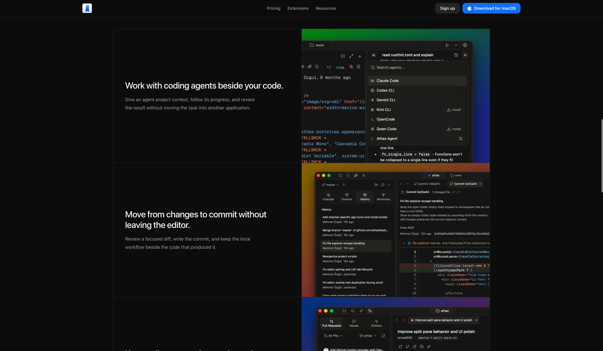 Athas - The lightweight editor for humans and agents | Athas captured website design