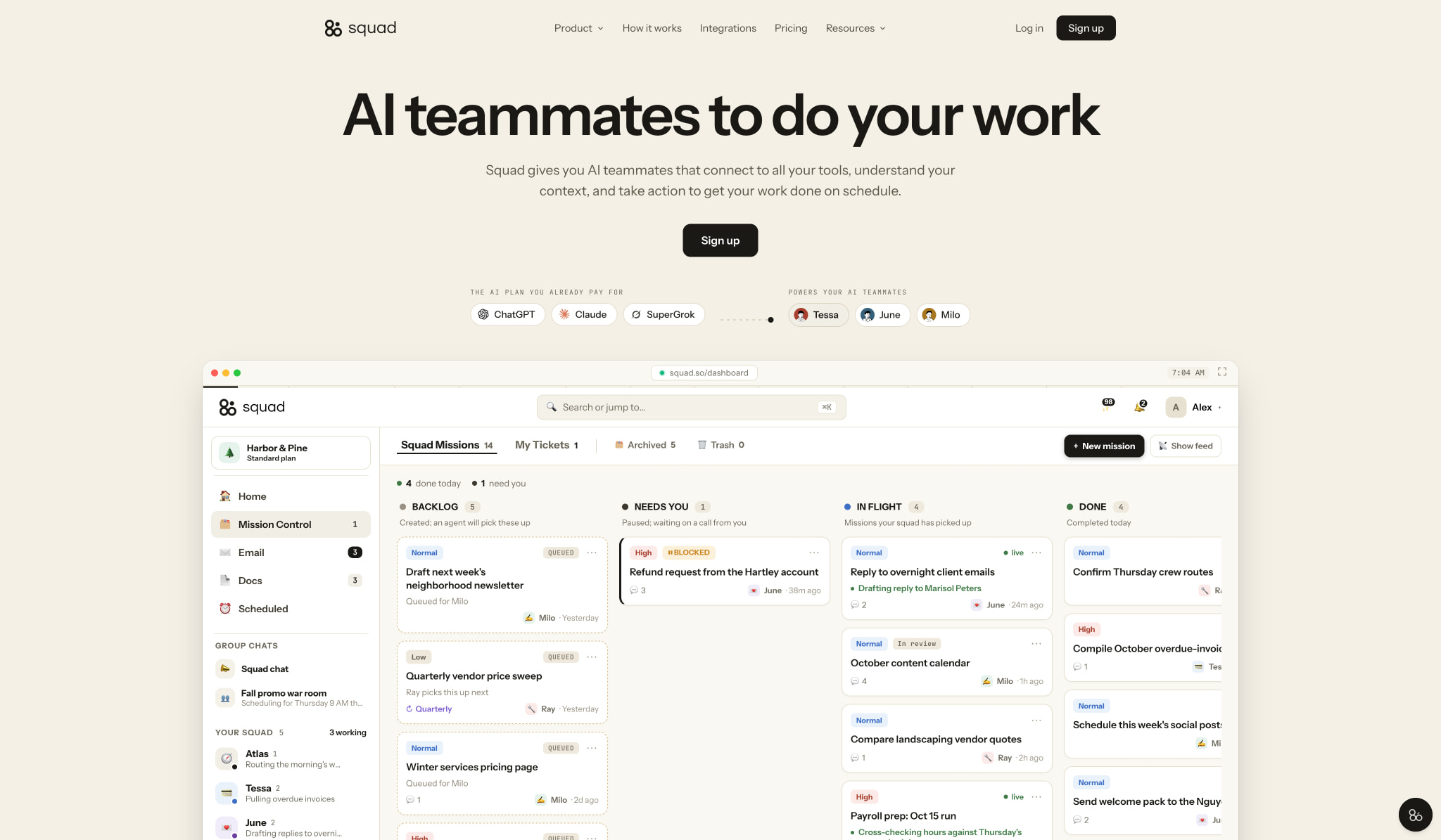 AI Teammates To Do Your Work | Squad captured website design
