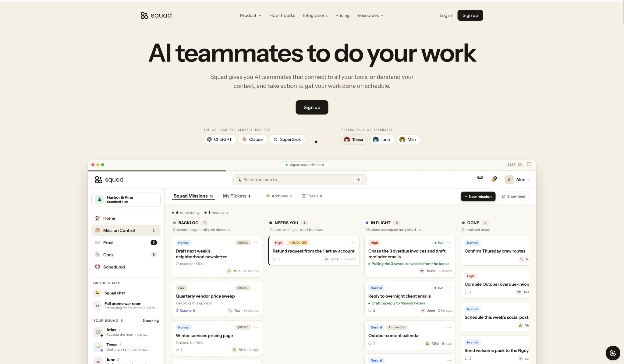 AI Teammates To Do Your Work | Squad captured website design