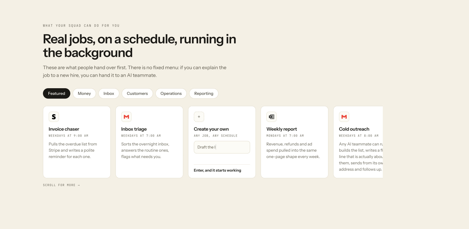 AI Teammates To Do Your Work | Squad captured website design