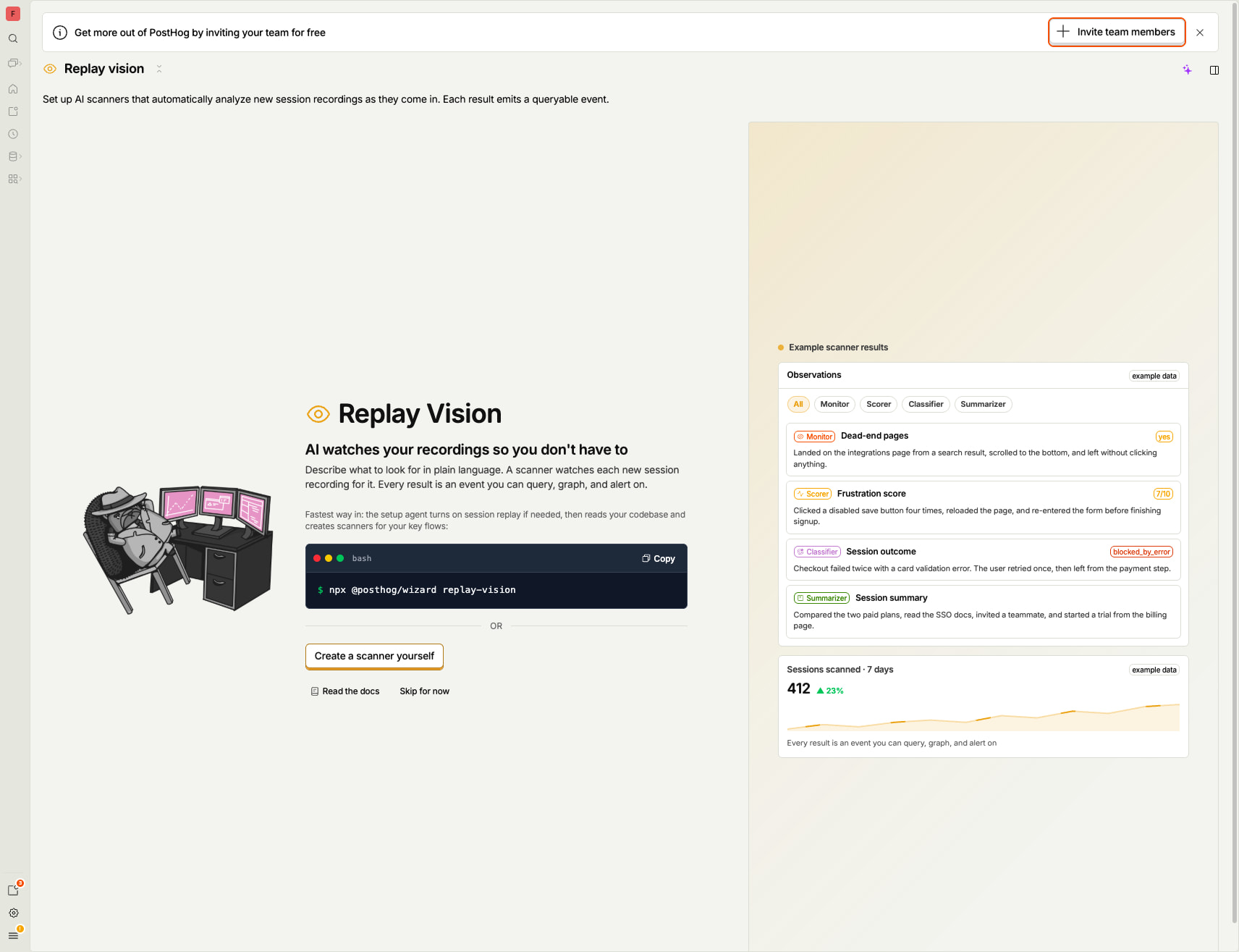 Replay vision • PostHog captured website design