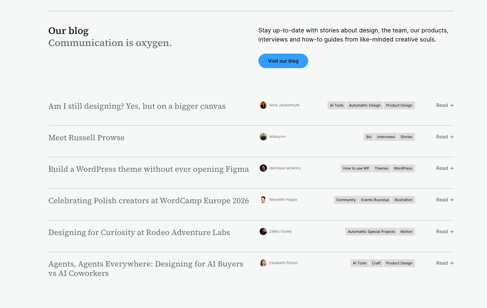 Automattic Design – Designing a better web captured website design