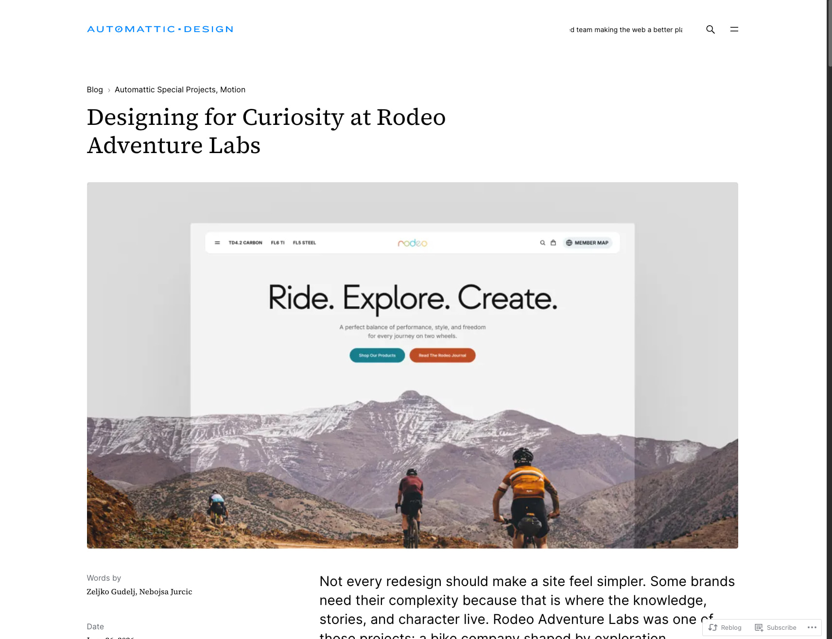 Designing for Curiosity at Rodeo Adventure Labs – Automattic Design captured website design