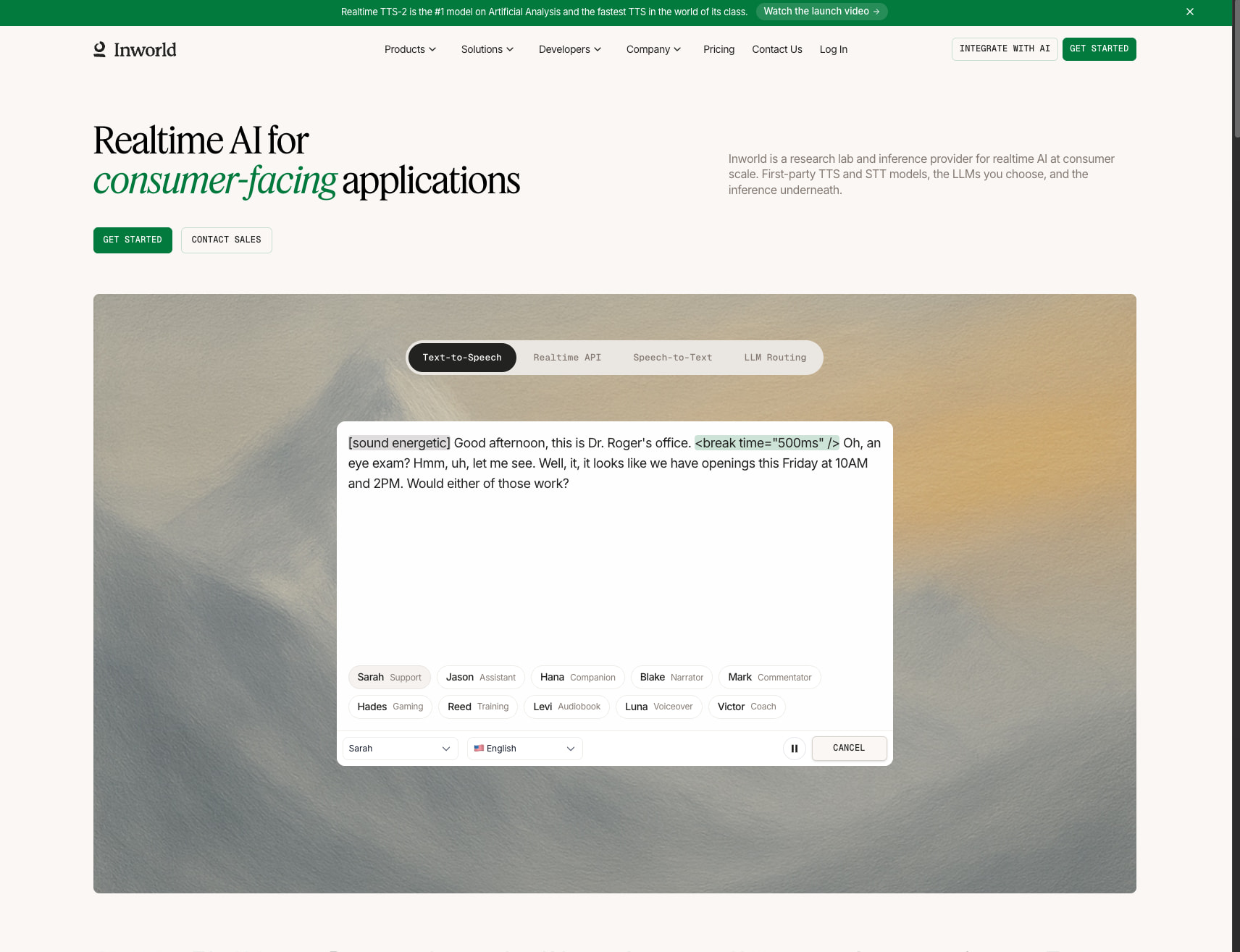 Inworld AI – Realtime AI for consumer-facing applications captured website design