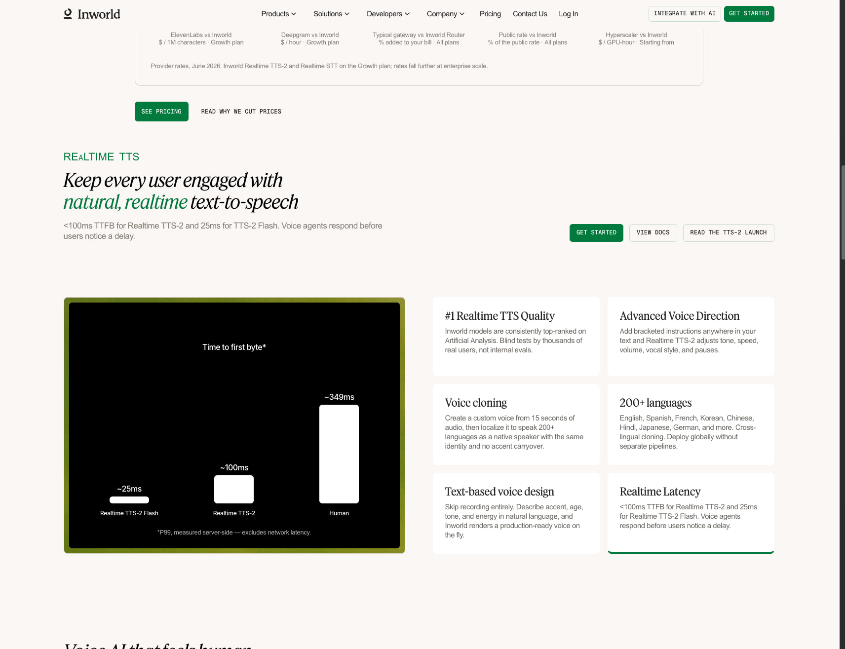 Inworld AI – Realtime AI for consumer-facing applications captured website design
