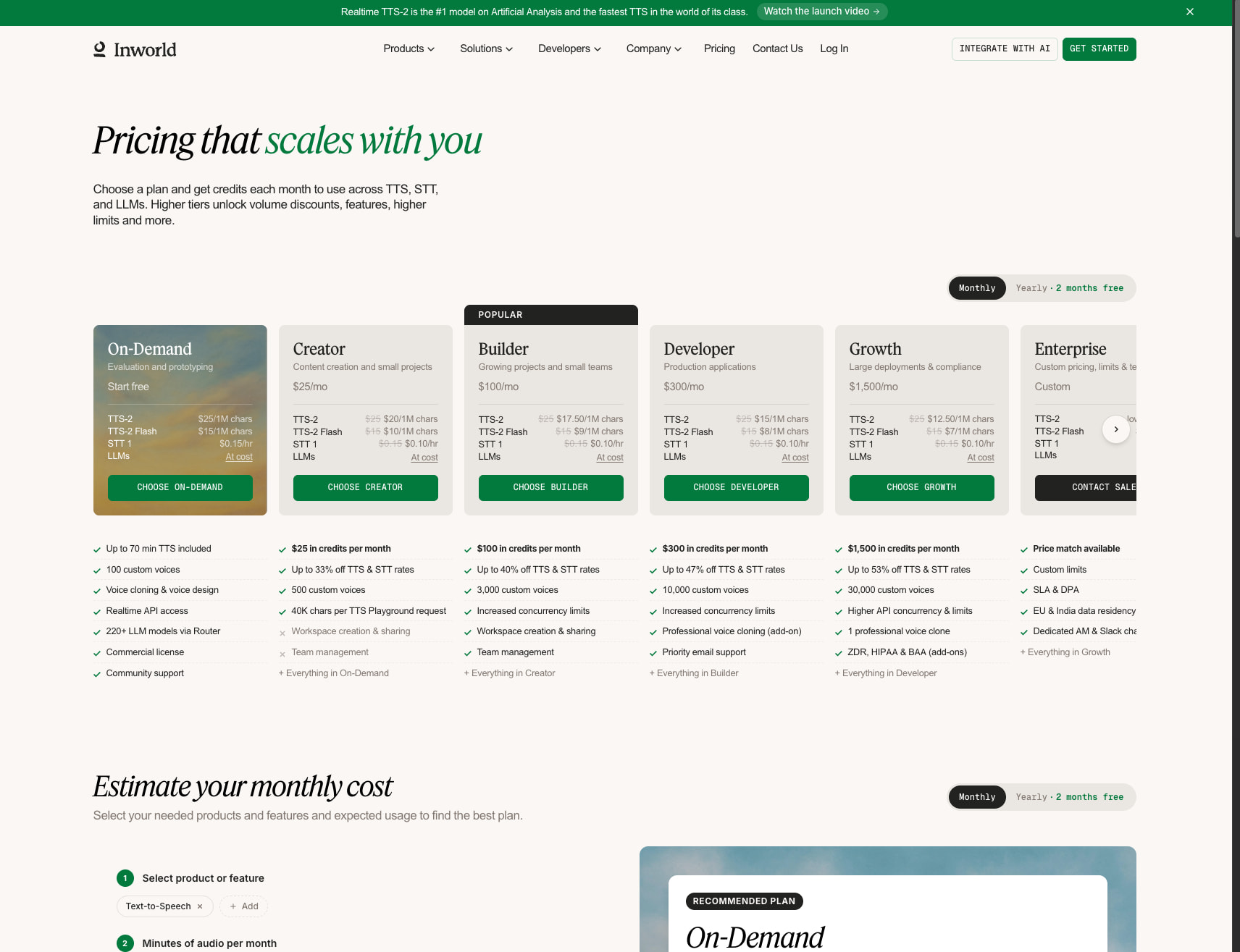 Pricing | Inworld AI captured website design