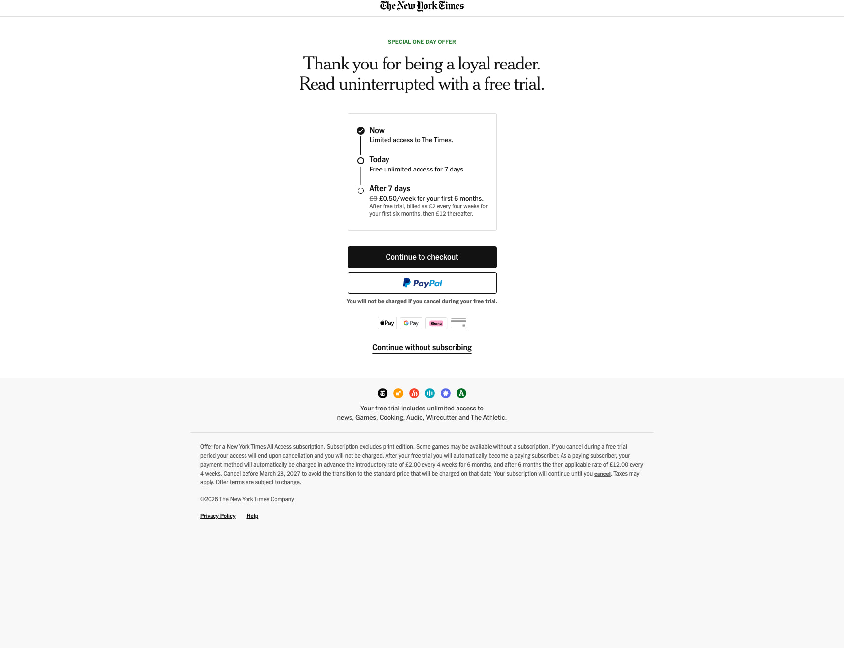 The New York Times: Digital and Home Delivery Subscriptions captured website design