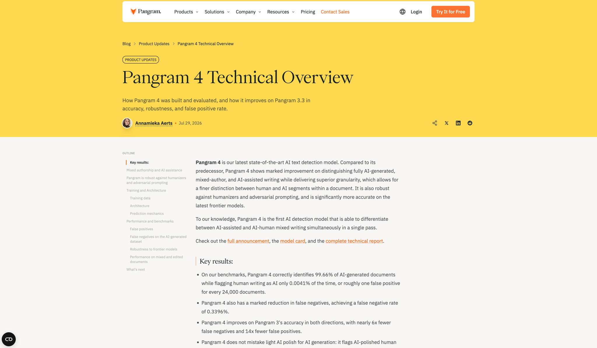 Pangram 4 Technical Overview | Pangram captured website design