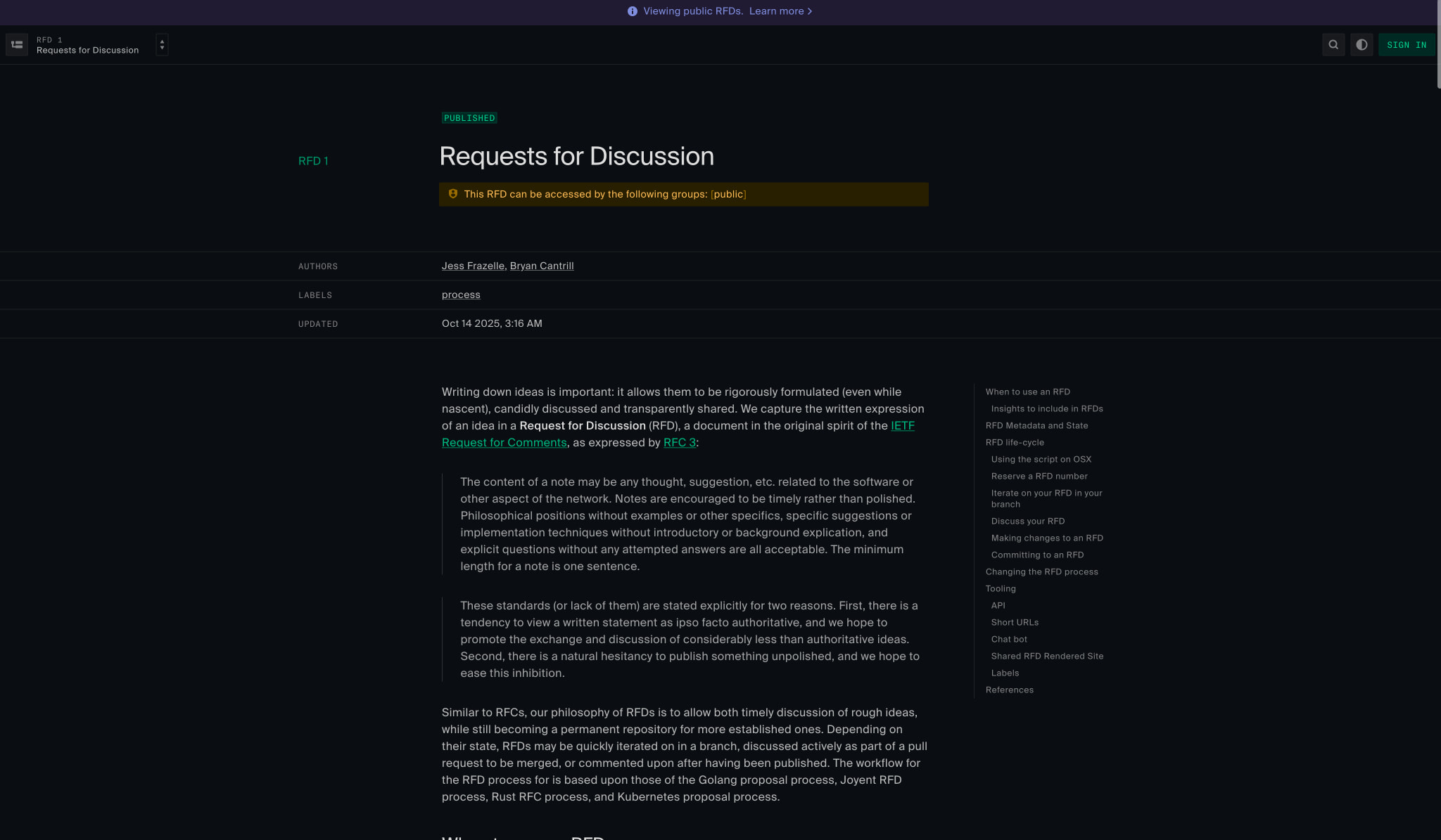 1 - Requests for Discussion | RFD | Oxide captured website design