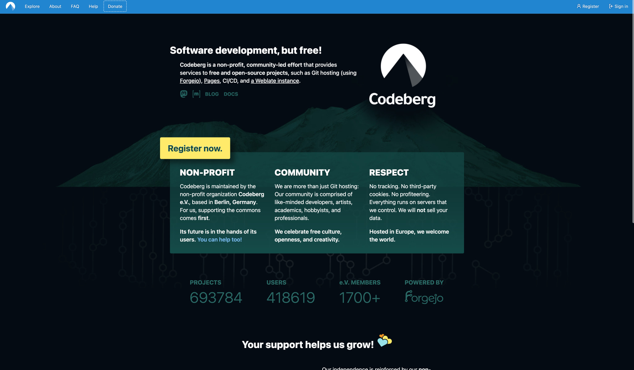 Codeberg.org captured website design