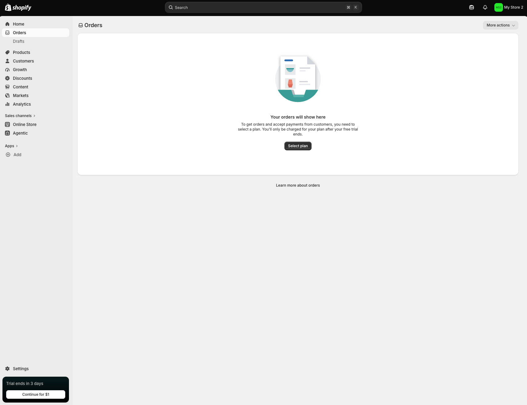 My Store 2 · Orders · Shopify captured website design
