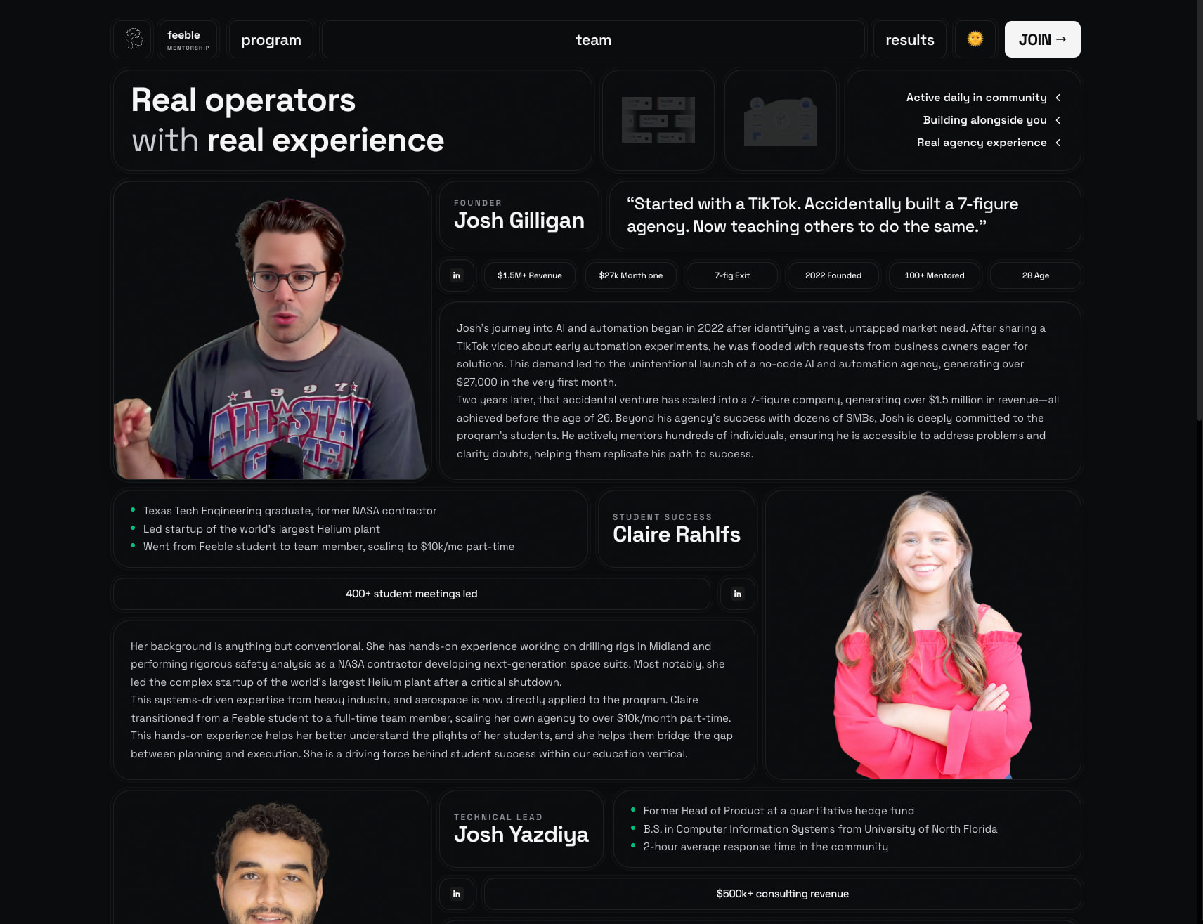 Meet the Feeble Mentorship Team | Feeble captured website design
