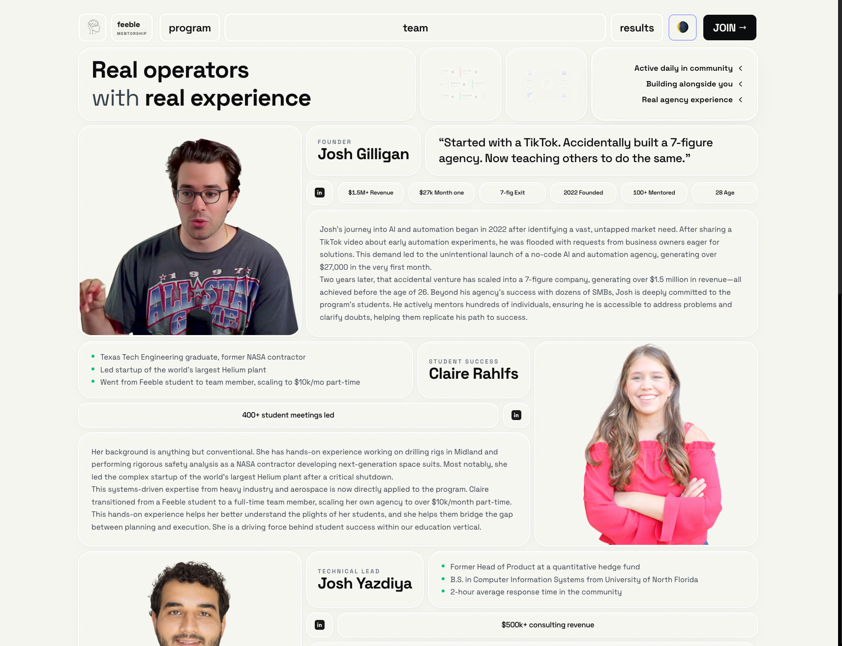 Meet the Feeble Mentorship Team | Feeble captured website design