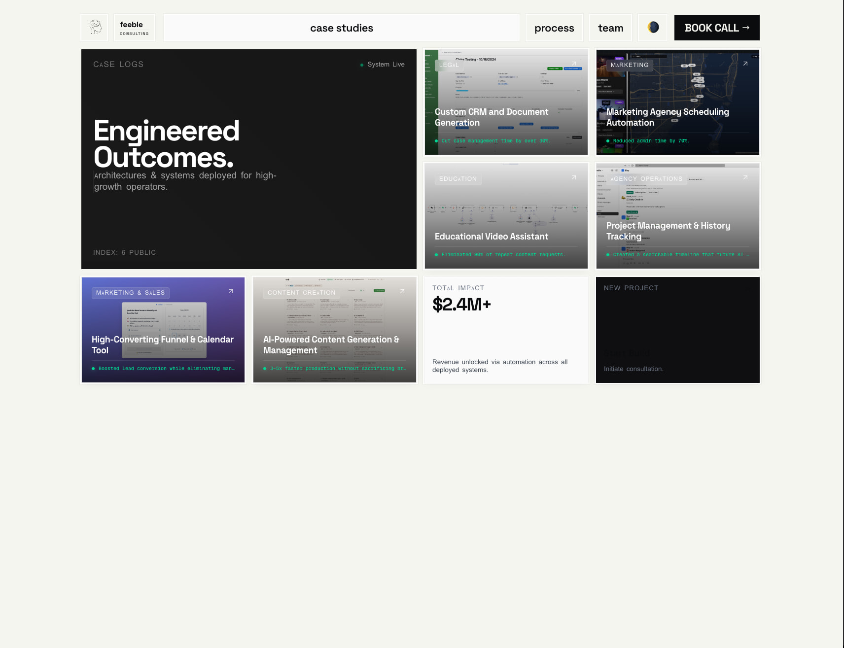 Case Studies | Feeble AI & Automation Consulting captured website design