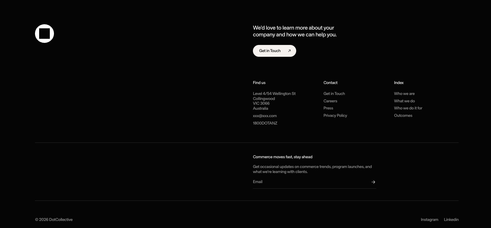 Contact — DotCollective captured website design