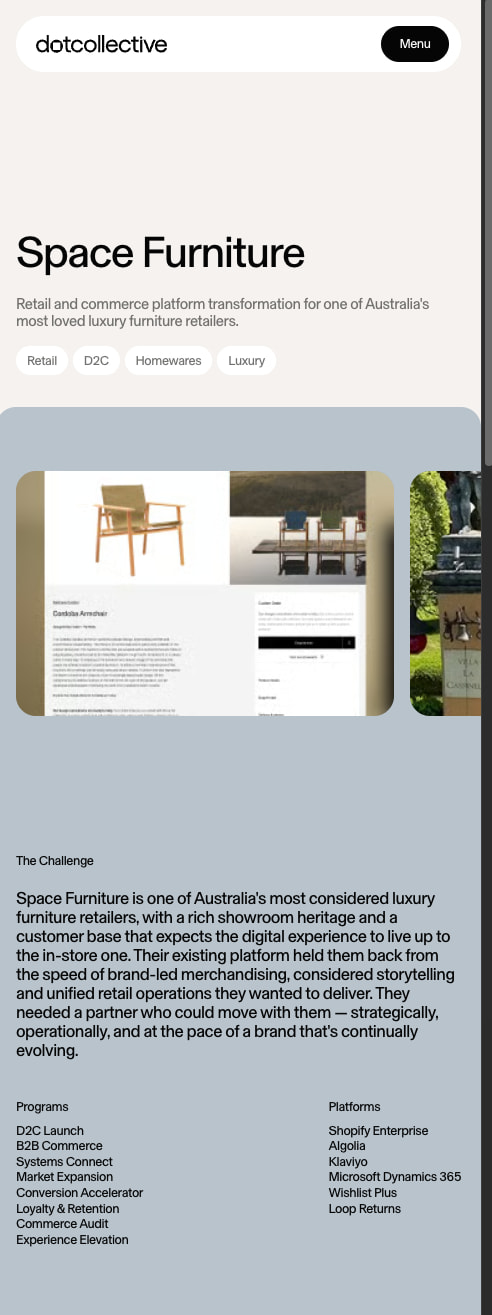 Space Furniture — DotCollective captured website design