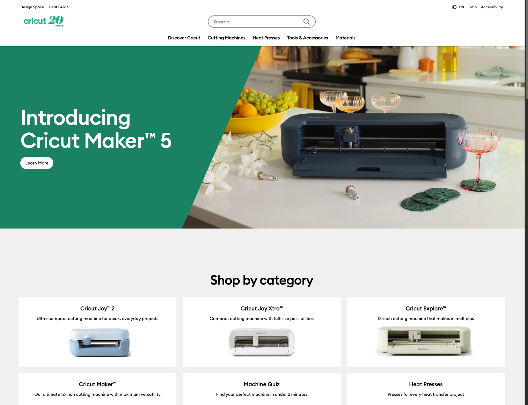 Cricut Shop captured website design
