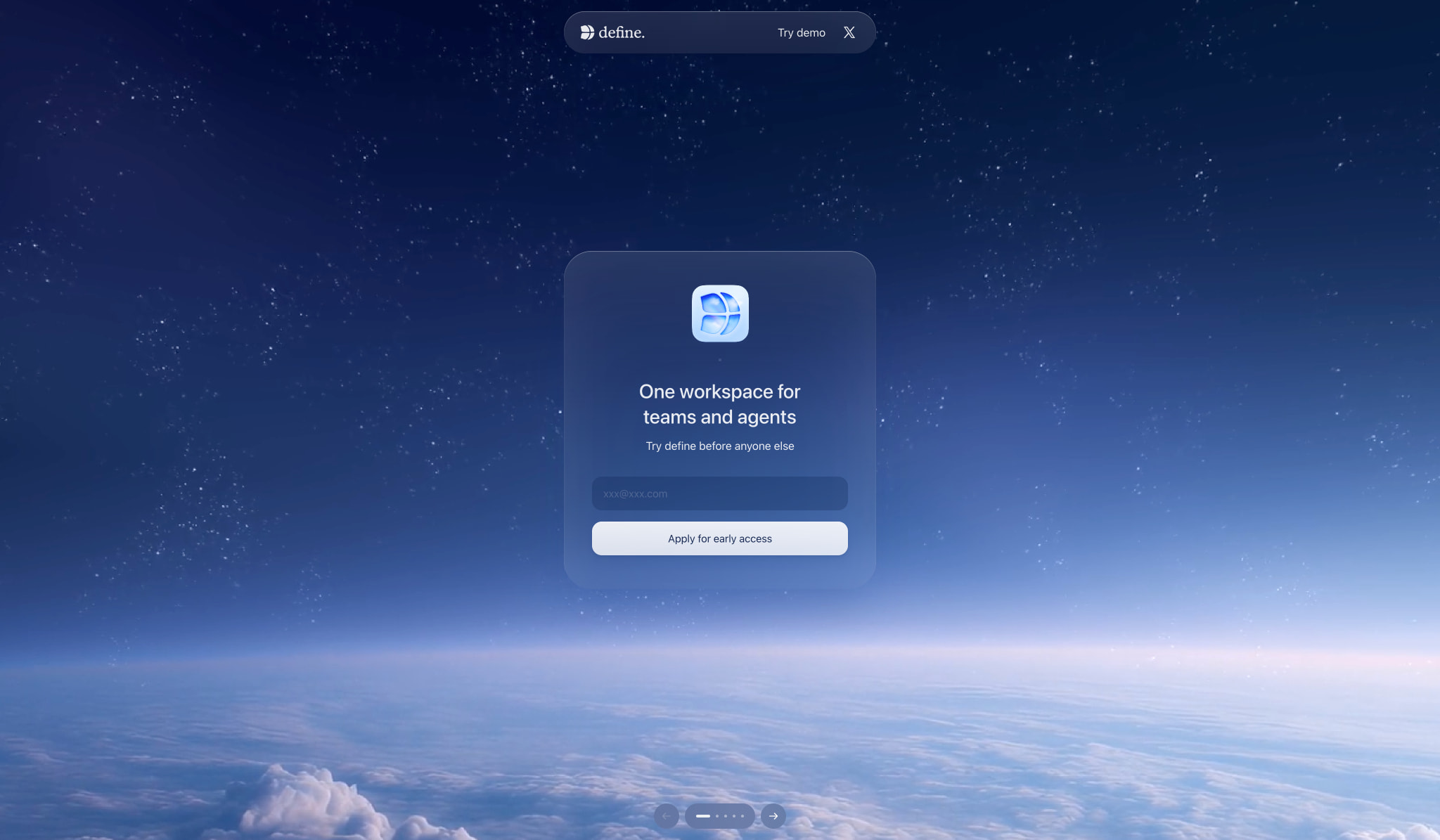 Apply for early access - define captured website design