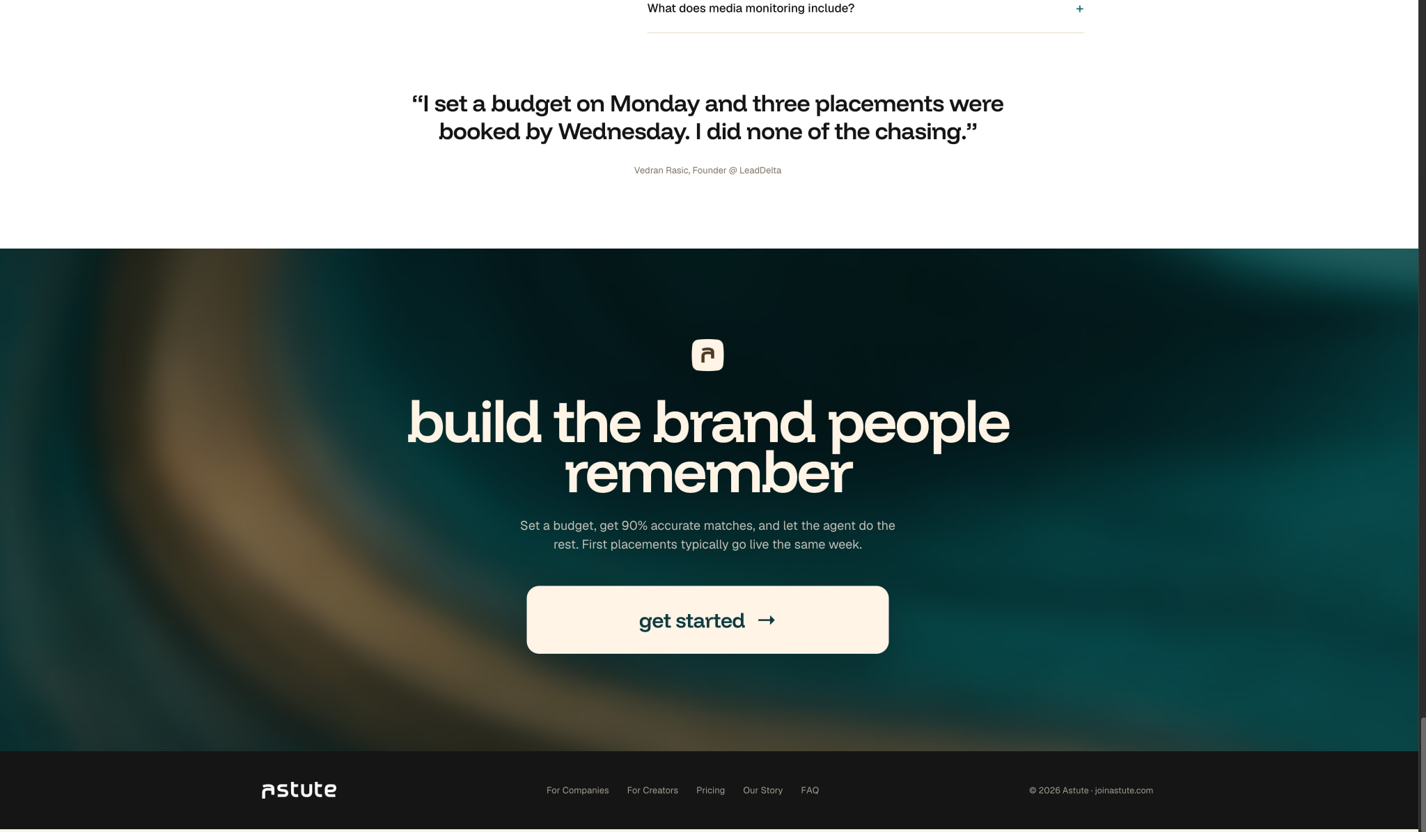 Astute - The B2B New Media Platform captured website design