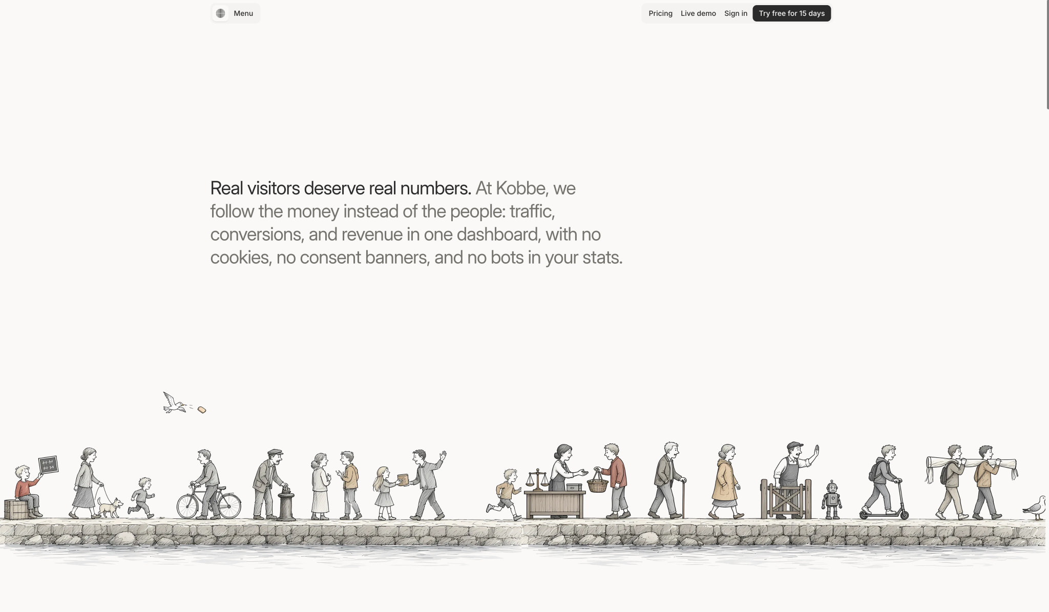 Kobbe: Web analytics that respect your visitors captured website design