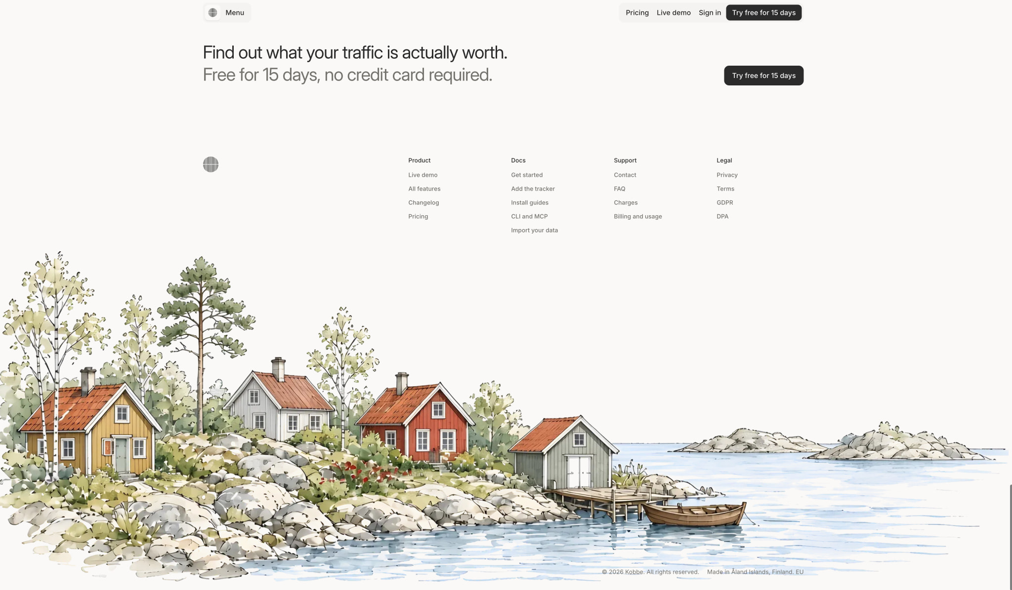 Kobbe: Web analytics that respect your visitors captured website design