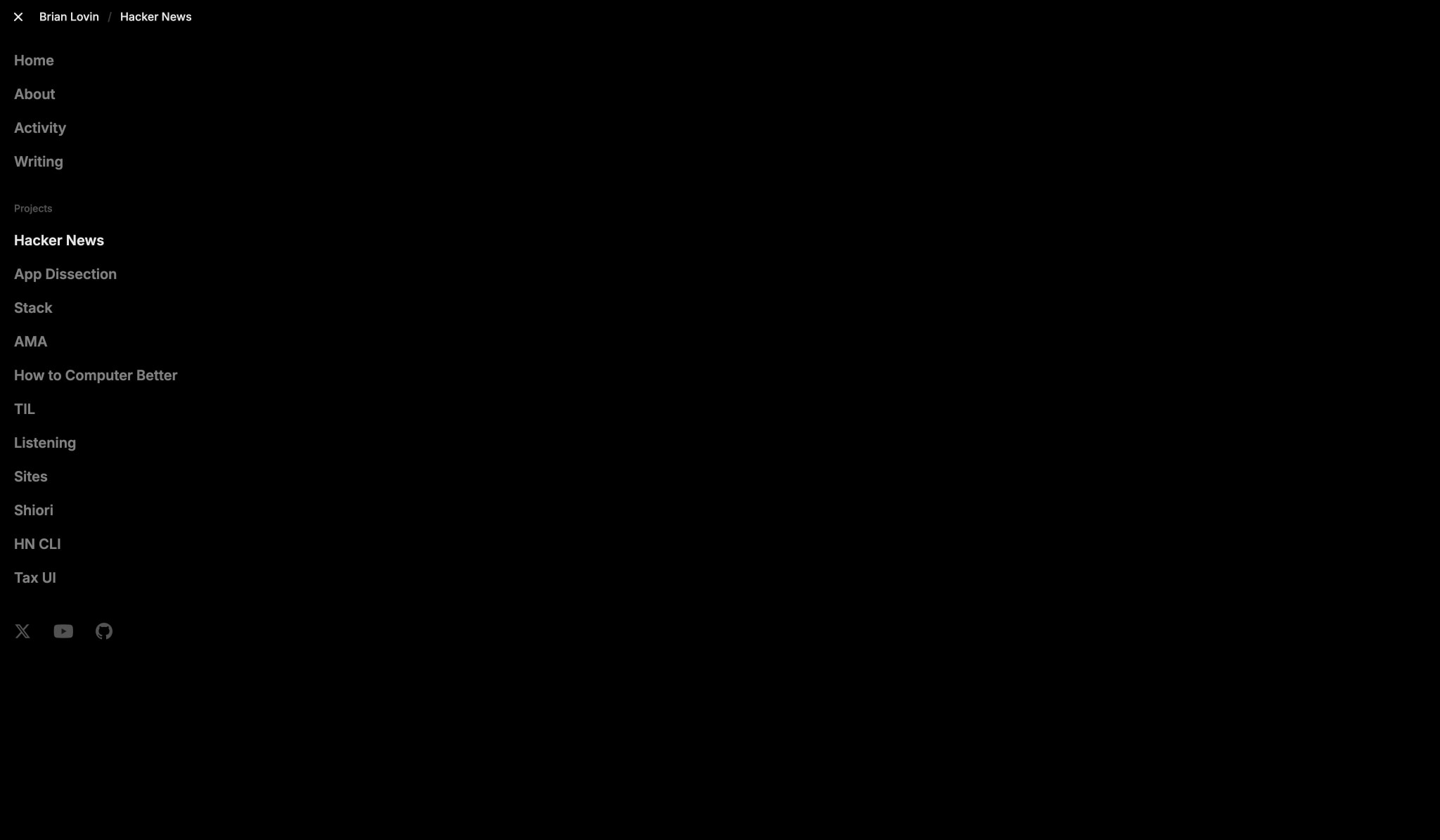 Hacker News captured website design