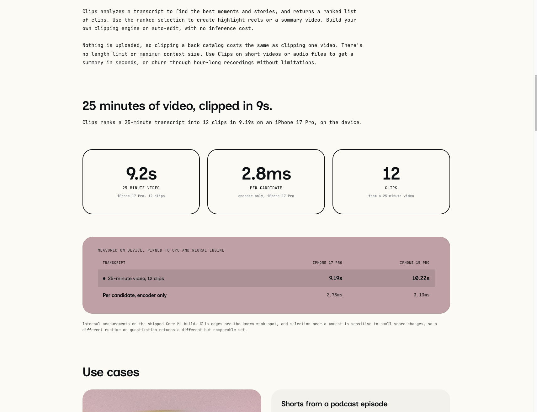 Clips: Shorts and Highlights from any recording, on-device captured website design