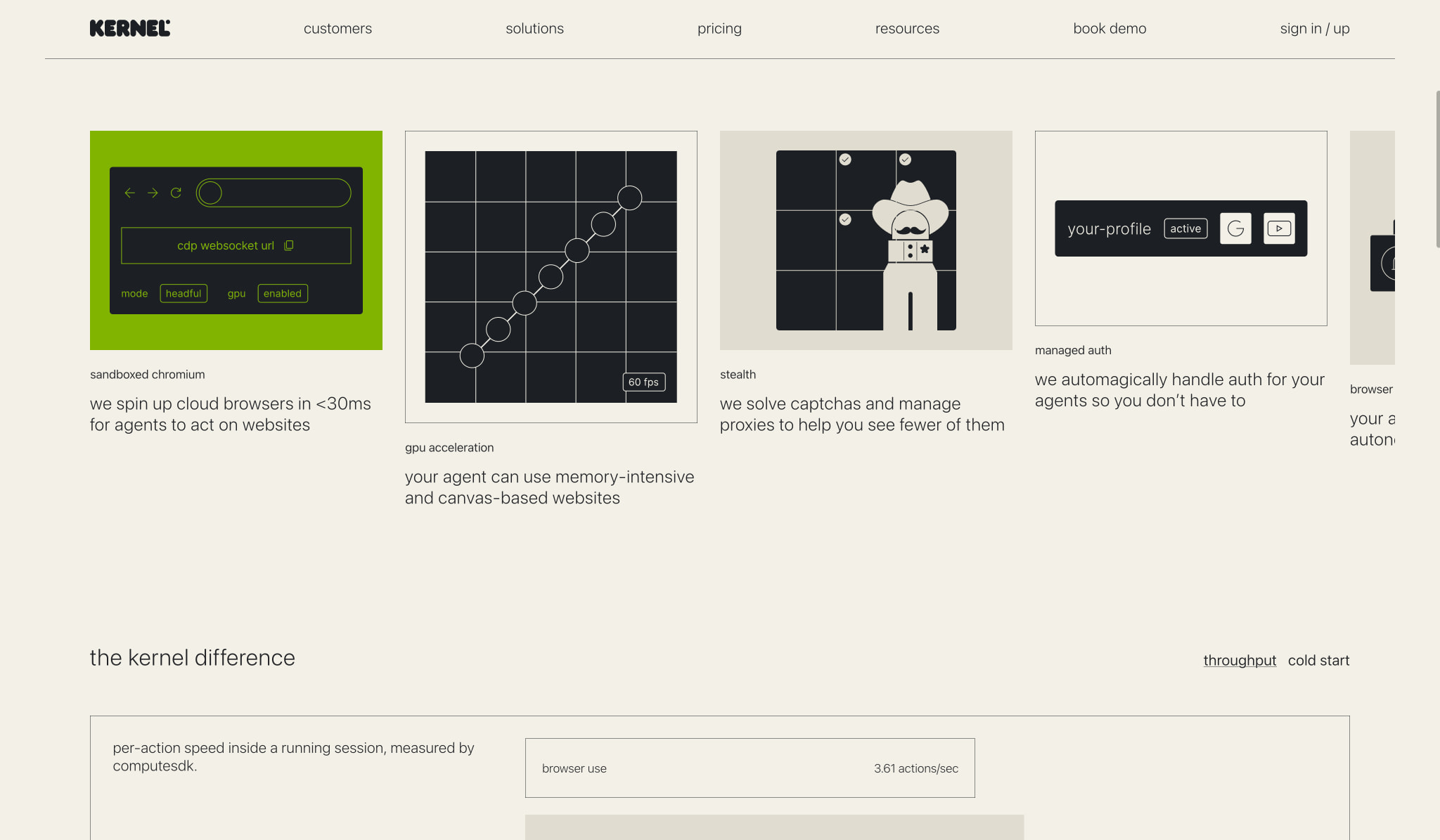 KERNEL: browser infrastructure for web agents and automations captured website design