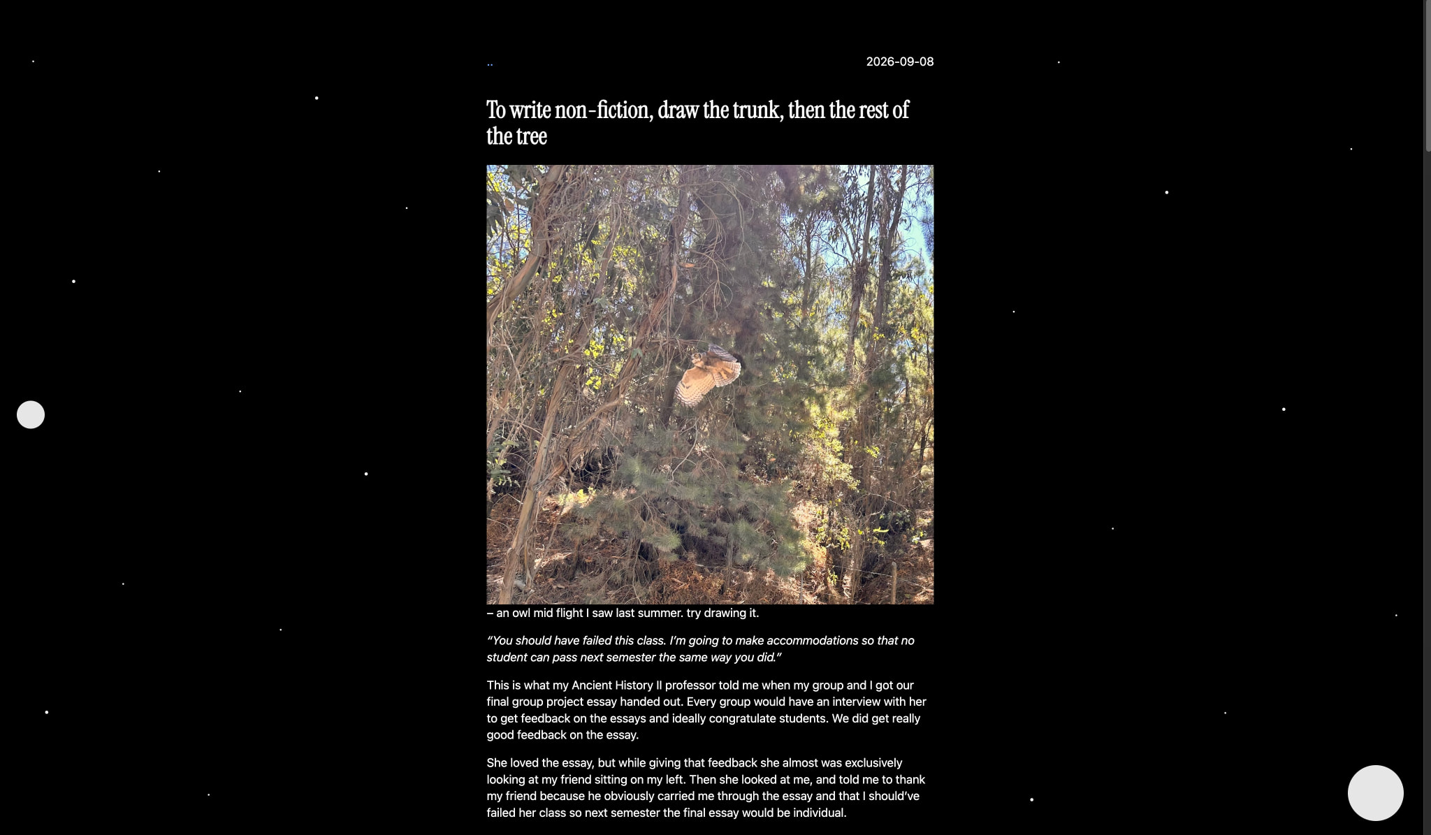 To write non-fiction, draw the trunk, then the rest of the tree captured website design