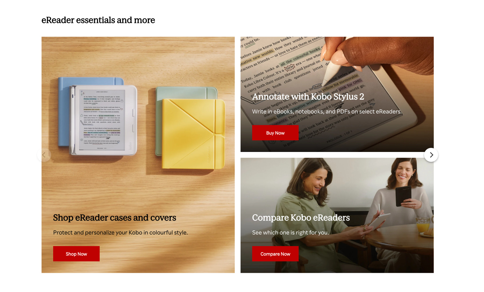 Rakuten Kobo eReader Store United States captured website design