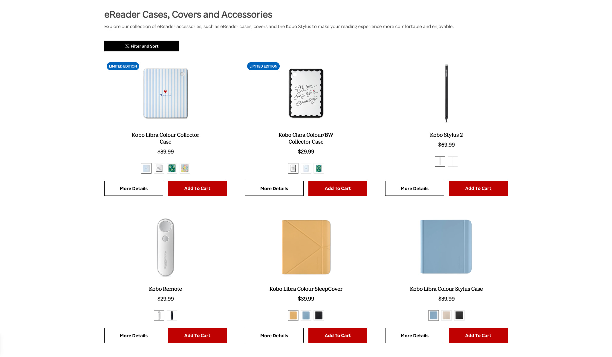eReader Accessories - Cases & Covers | Rakuten Kobo eReader Store United States captured website design
