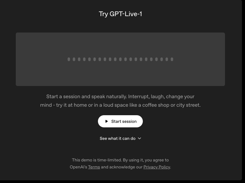 Build more natural voice experiences with GPT‑Live‑1 in the API | OpenAI captured website design