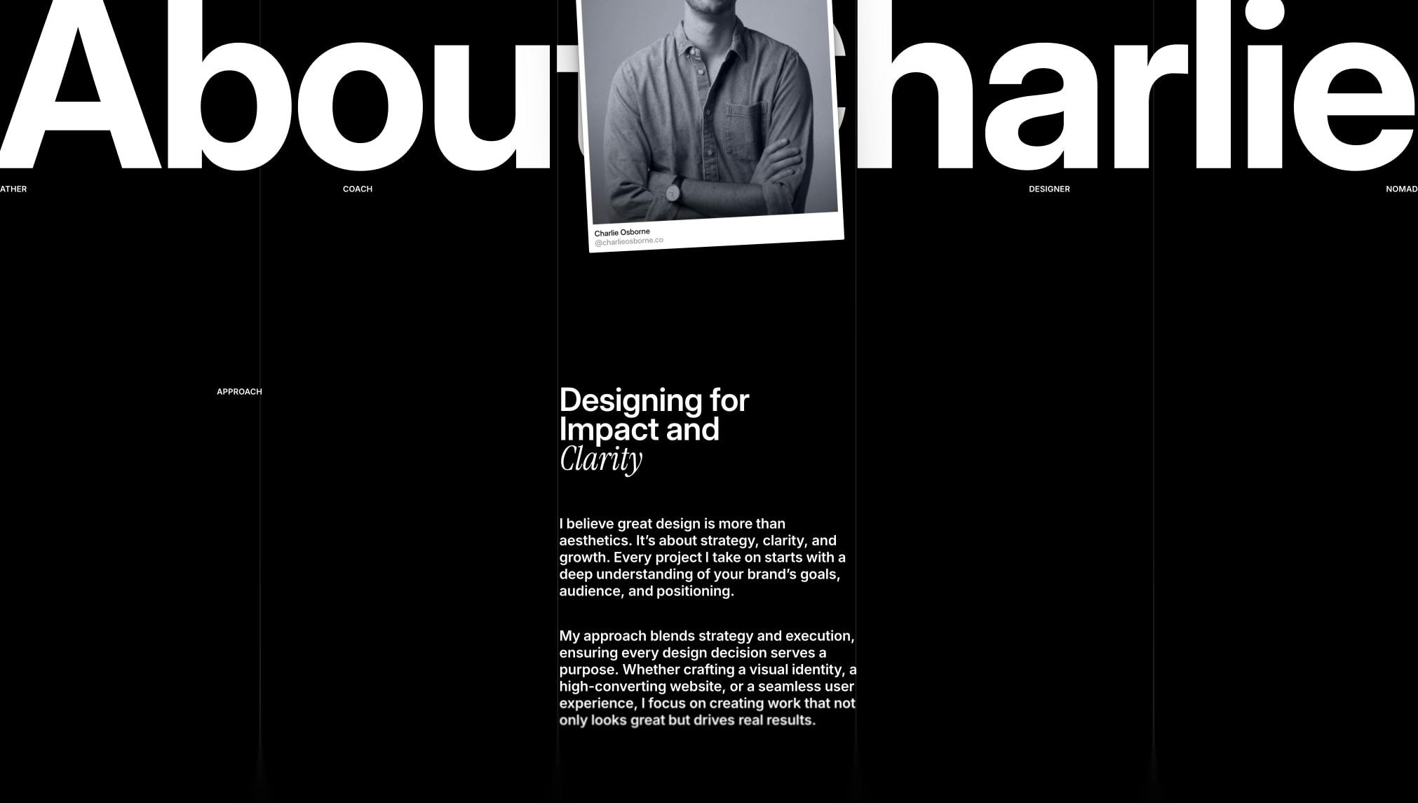 Captured design matching charlieosborne.co captured website design