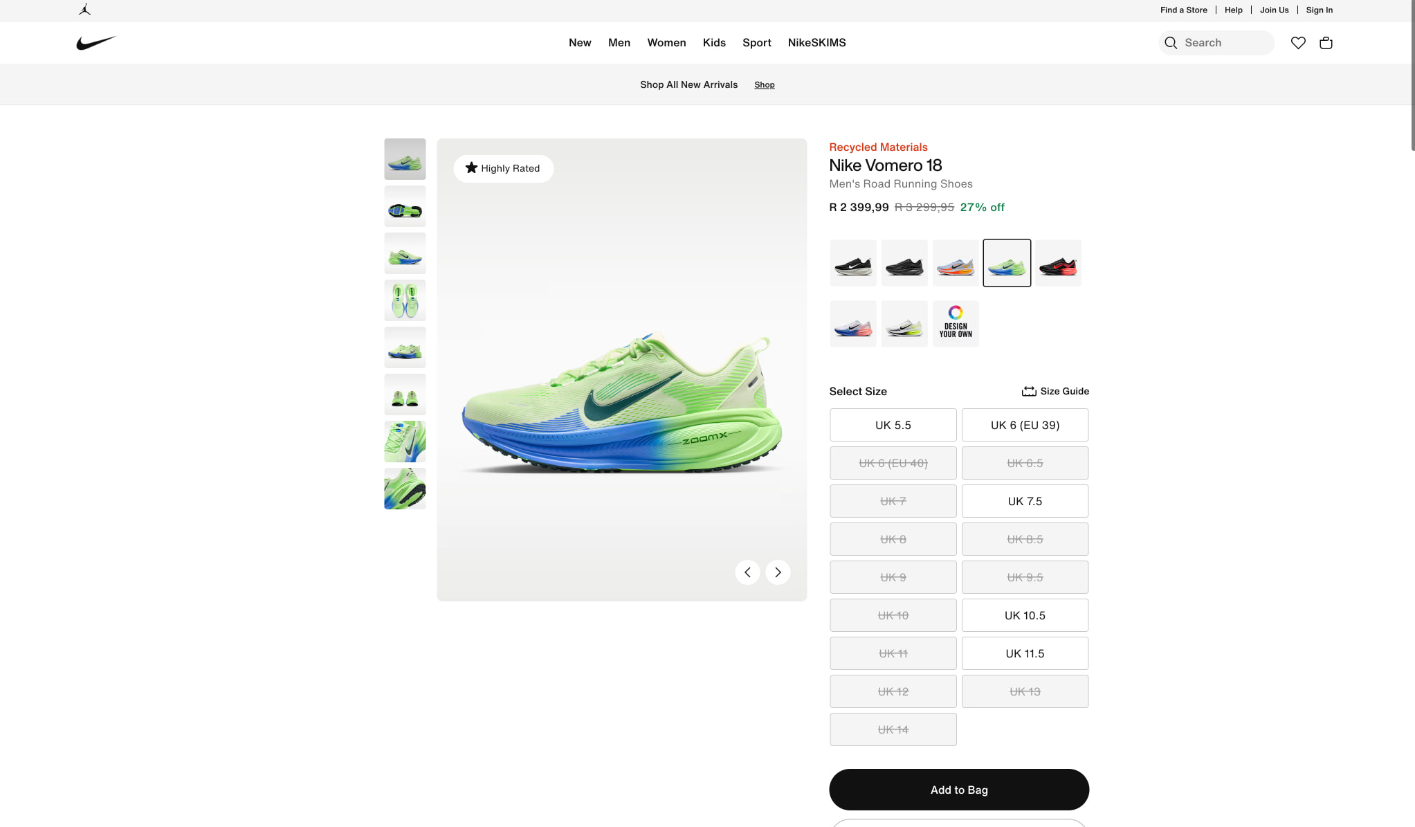Nike Vomero 18 Men's Road Running Shoes. Nike ZA captured website design