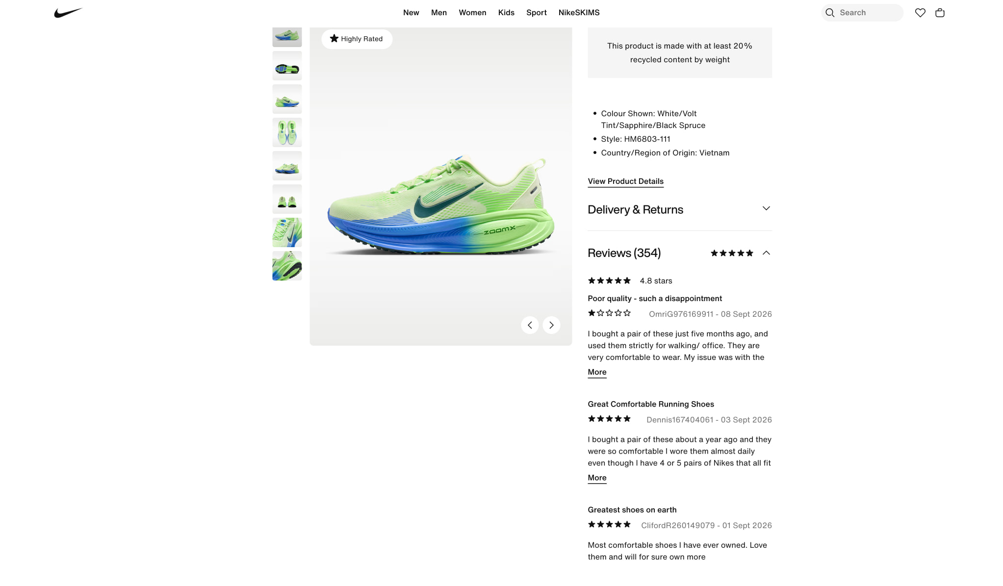 Nike Vomero 18 Men's Road Running Shoes. Nike ZA captured website design