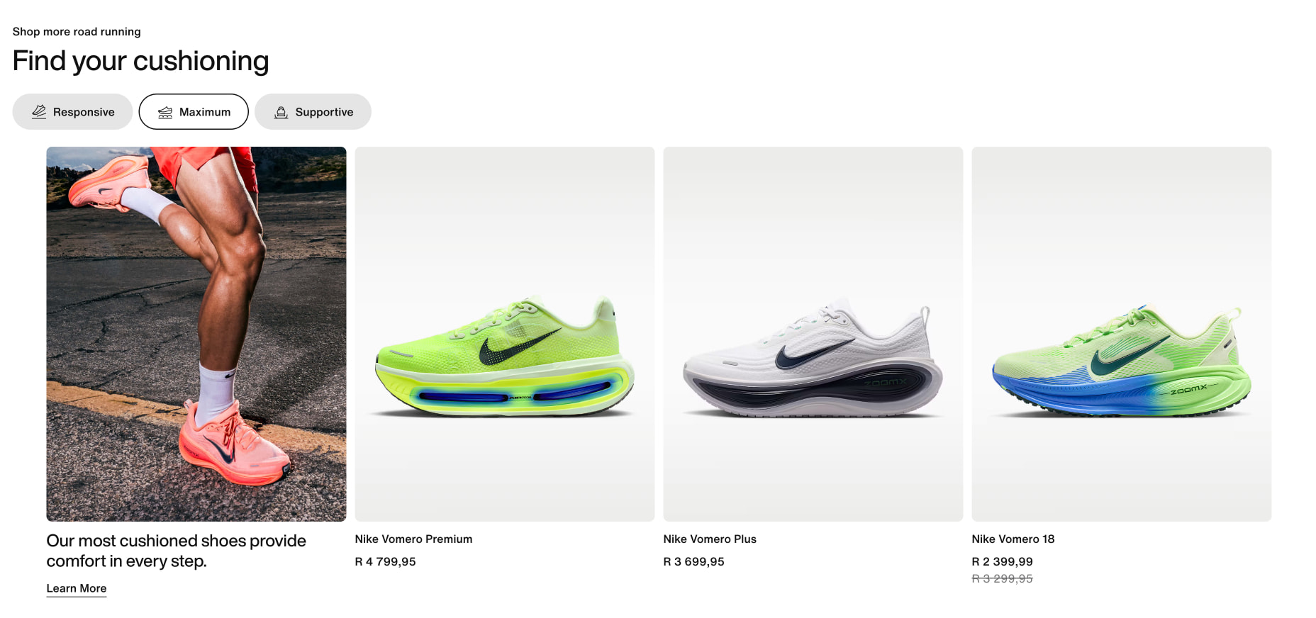 Nike Vomero 18 Men's Road Running Shoes. Nike ZA captured website design