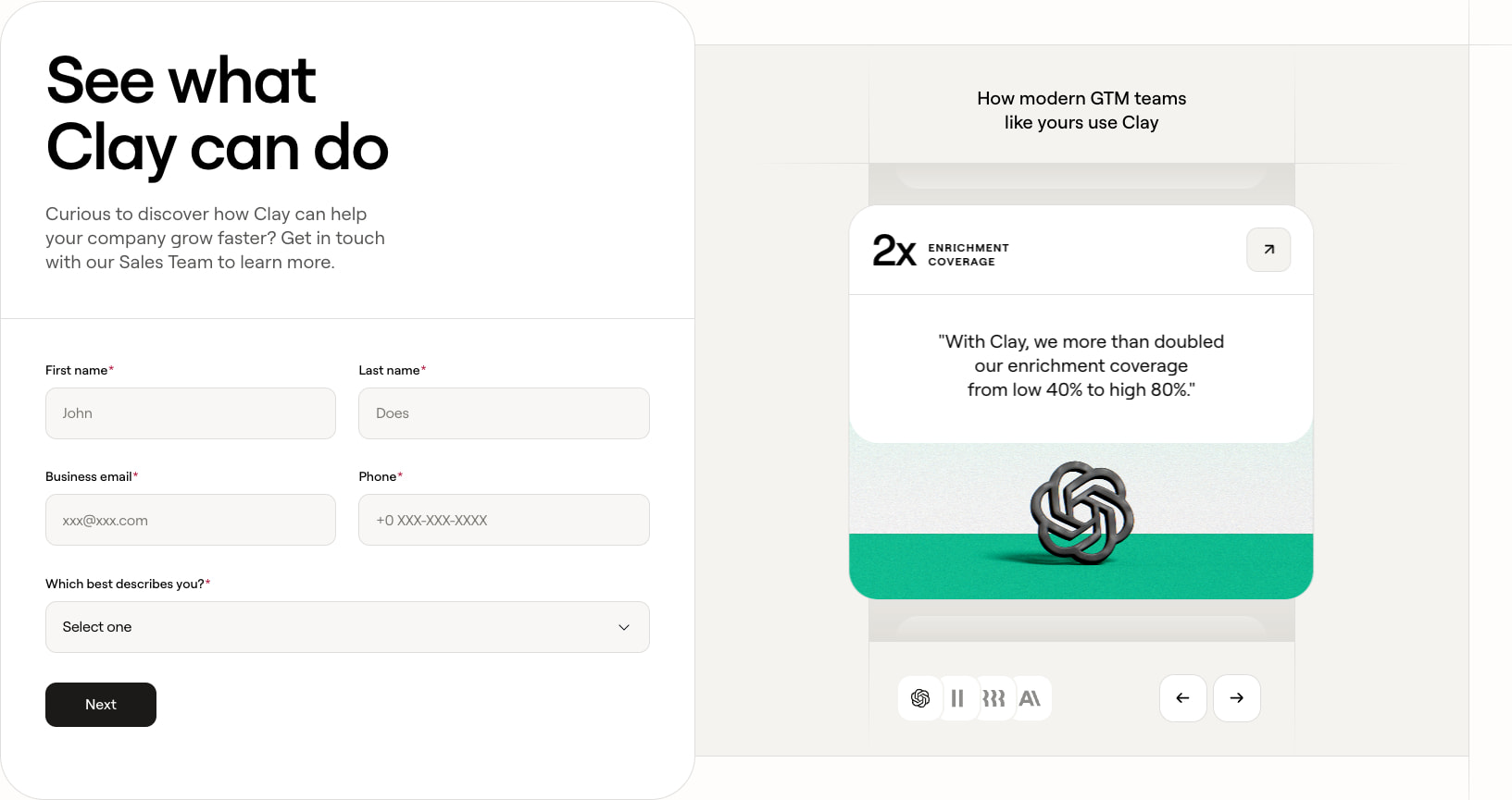 Meet with one of our GTM Engineers | Clay.com captured website design