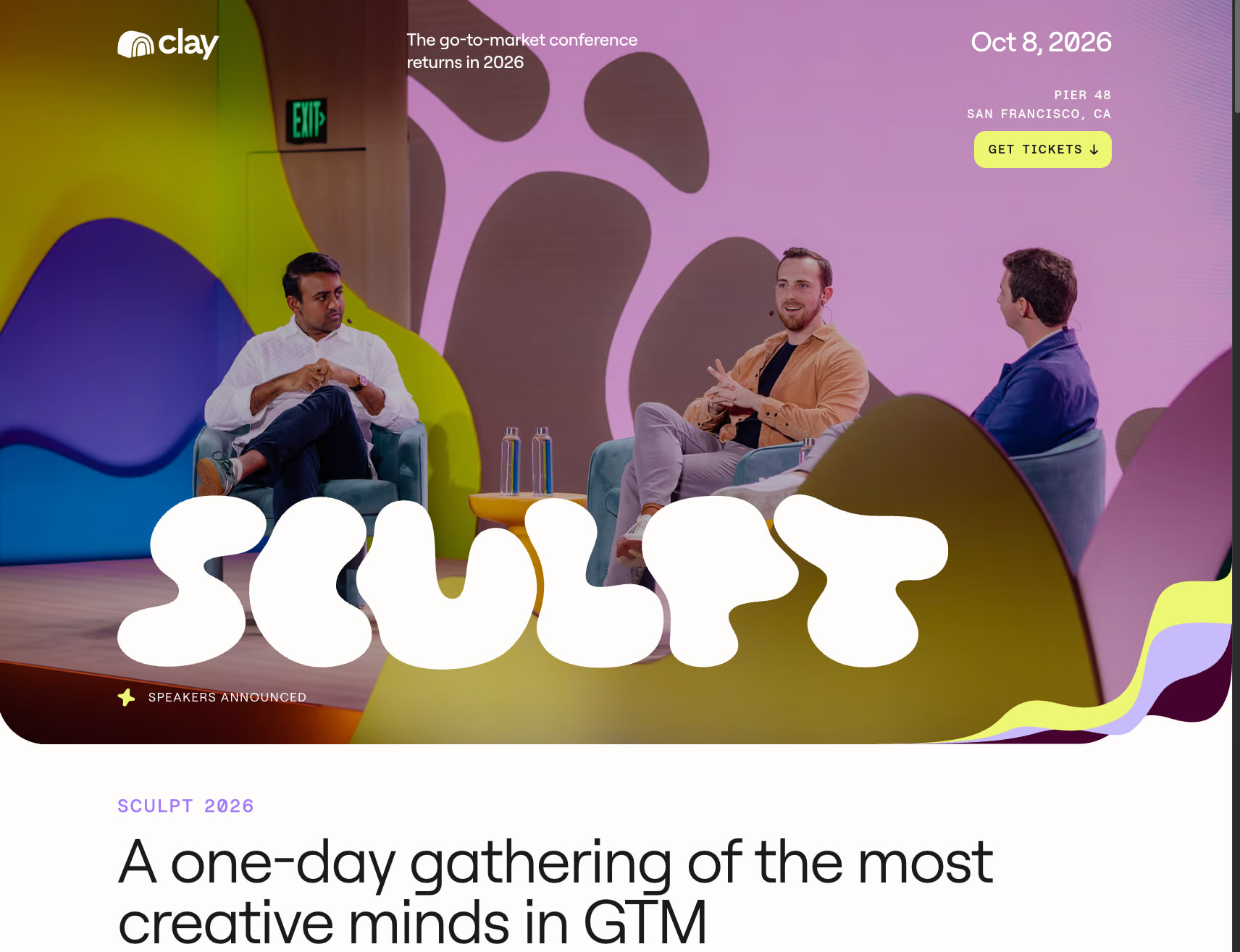 Sculpt: The GTM conference by Clay captured website design