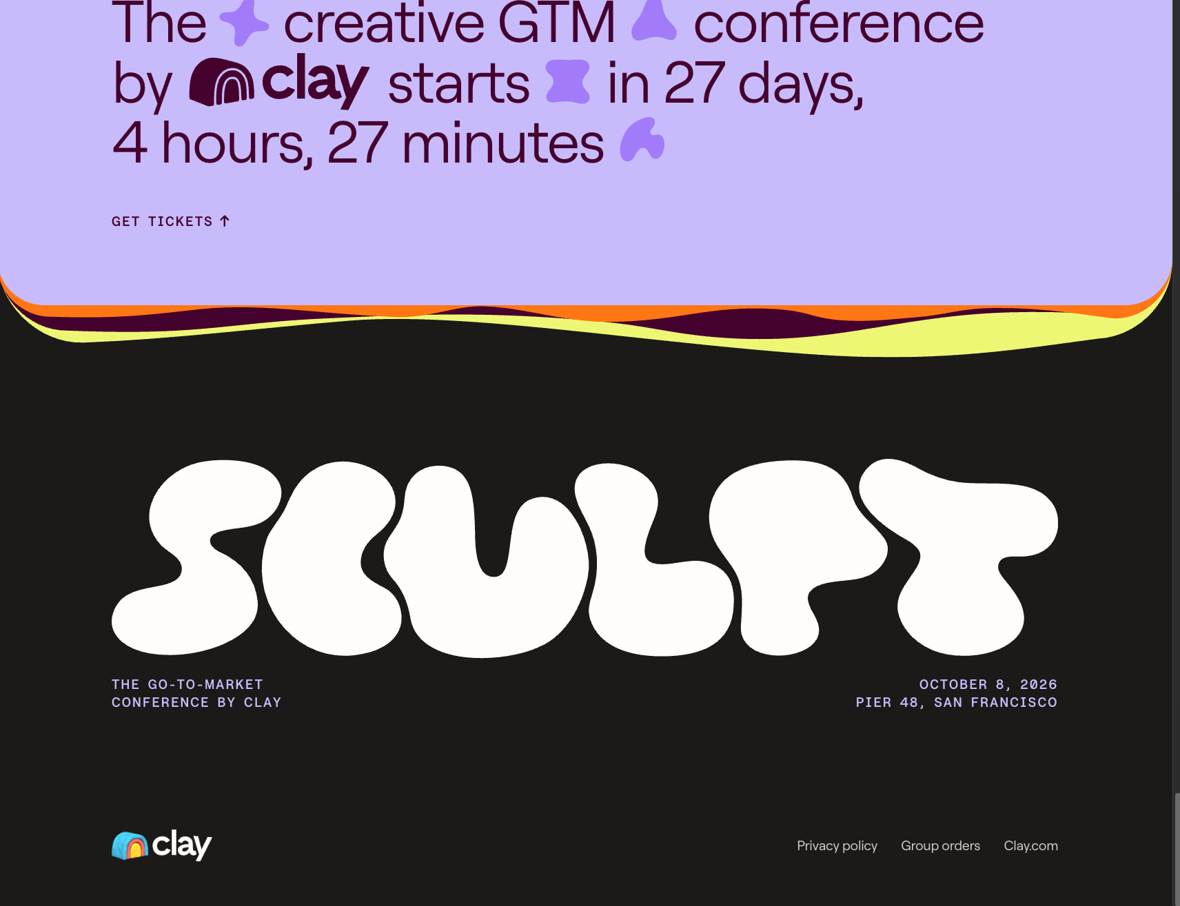 Sculpt: The GTM conference by Clay captured website design