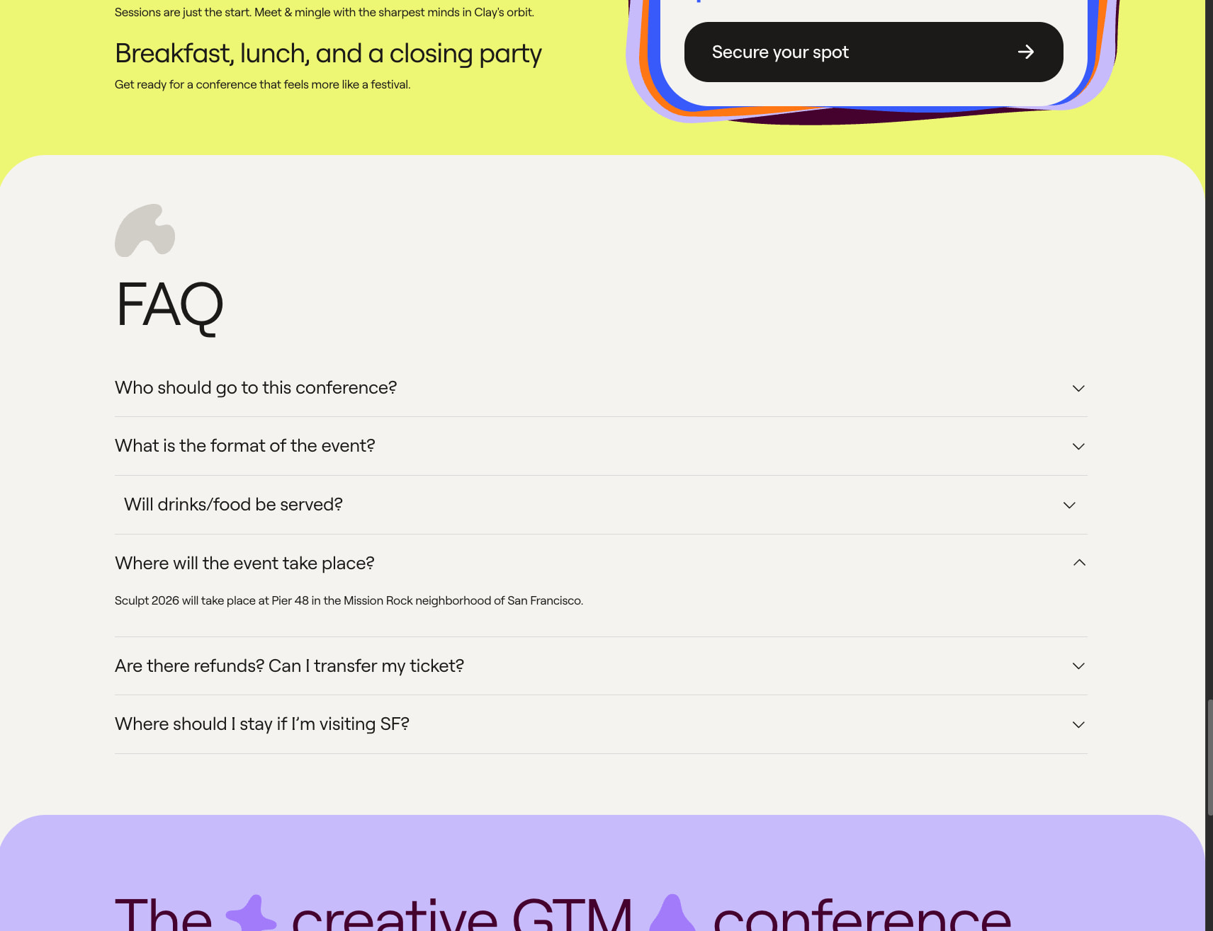 Sculpt: The GTM conference by Clay captured website design