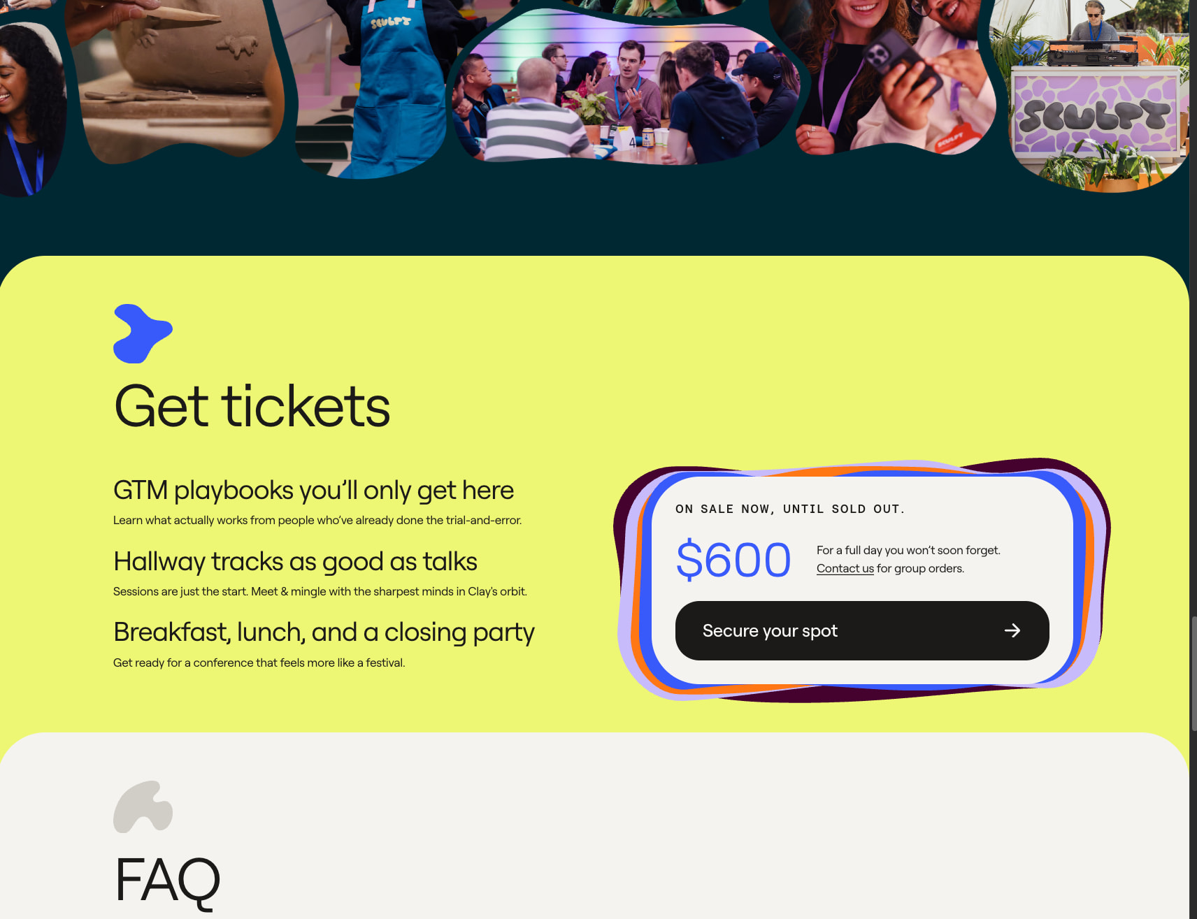 Sculpt: The GTM conference by Clay captured website design